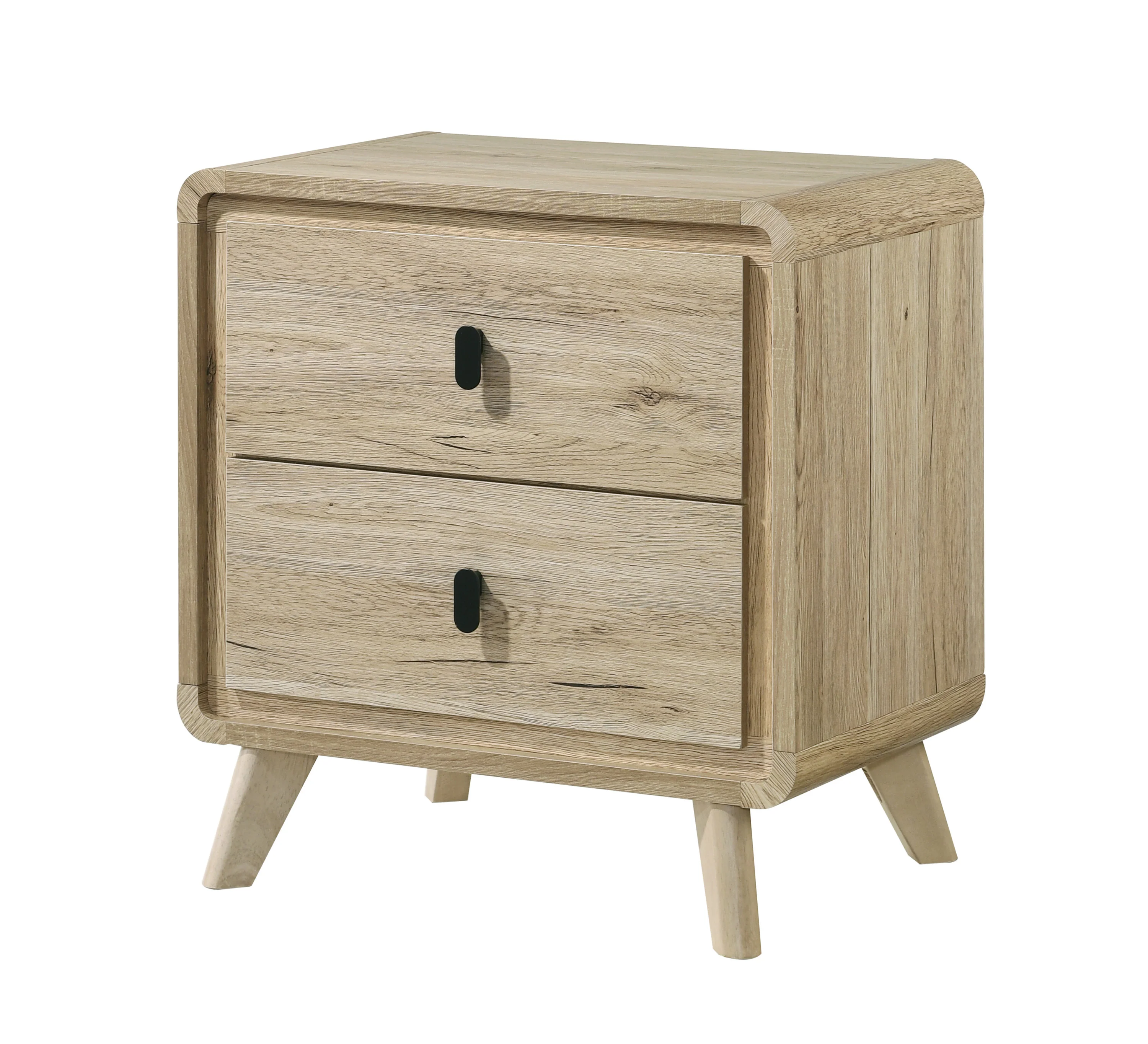 Mid-Century Natural 2-Drawer Nightstand