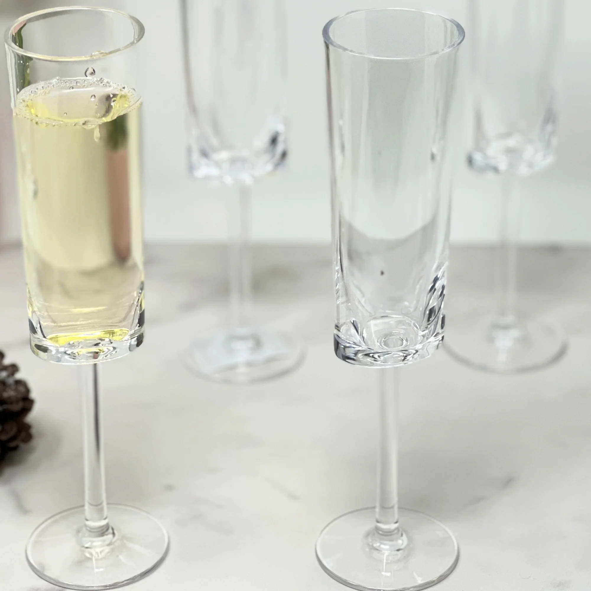 Oval Halo Unbreakable Tritan Plastic Champagne Flutes Set of 4 in Clear - Image 5