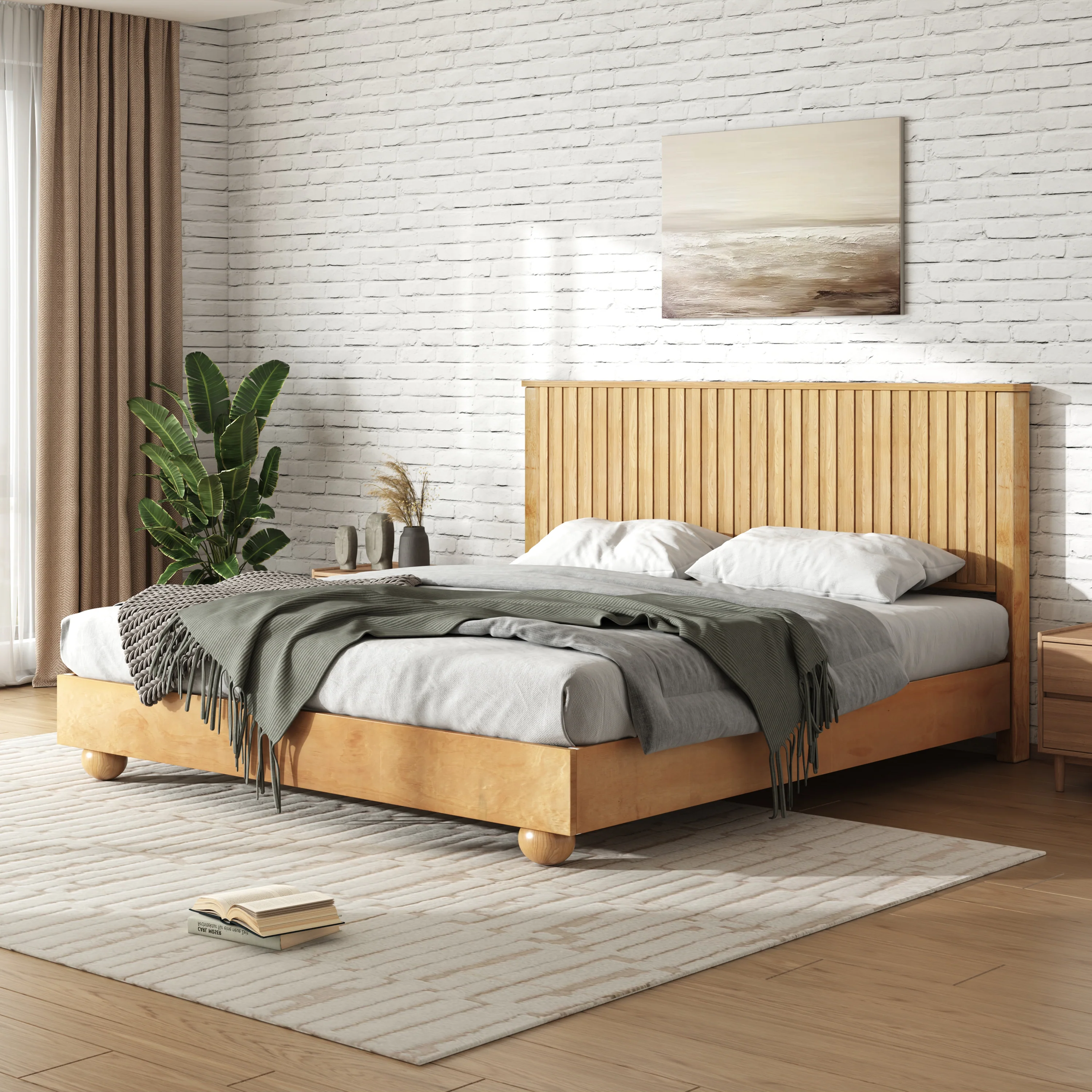 Bed Frame With Reeded Headboard - Image 17