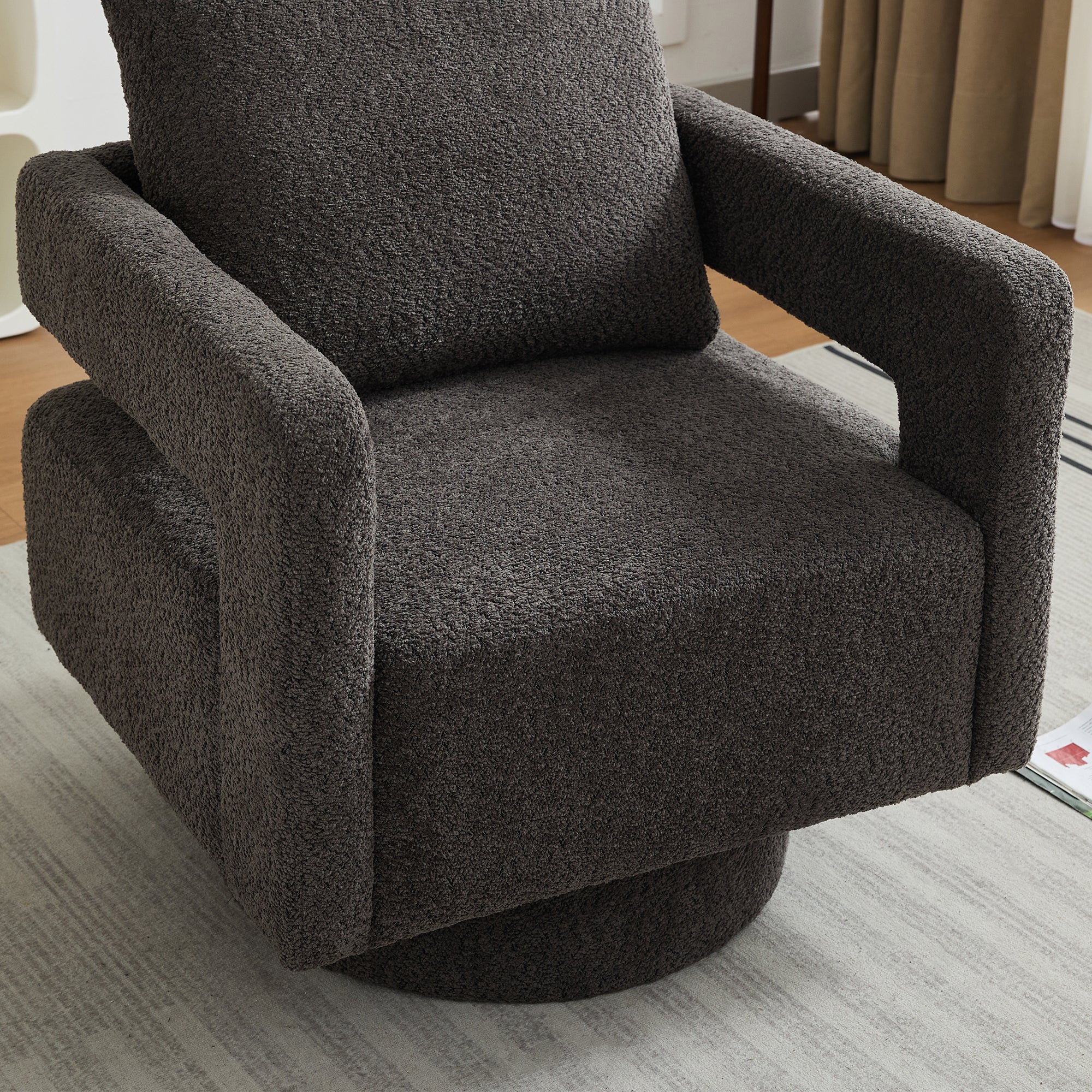 Stonewell Square Swivel Accent Chair with Open Back - Image 10