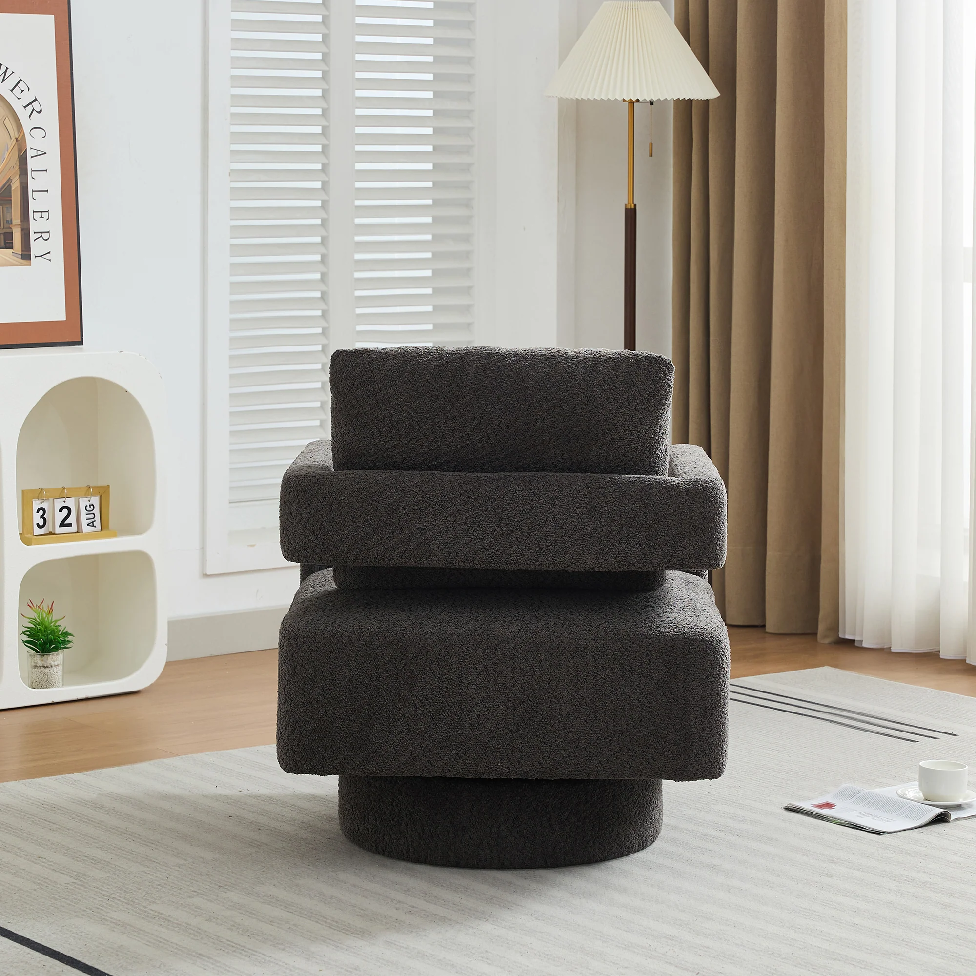 Stonewell Square Swivel Accent Chair with Open Back - Image 15