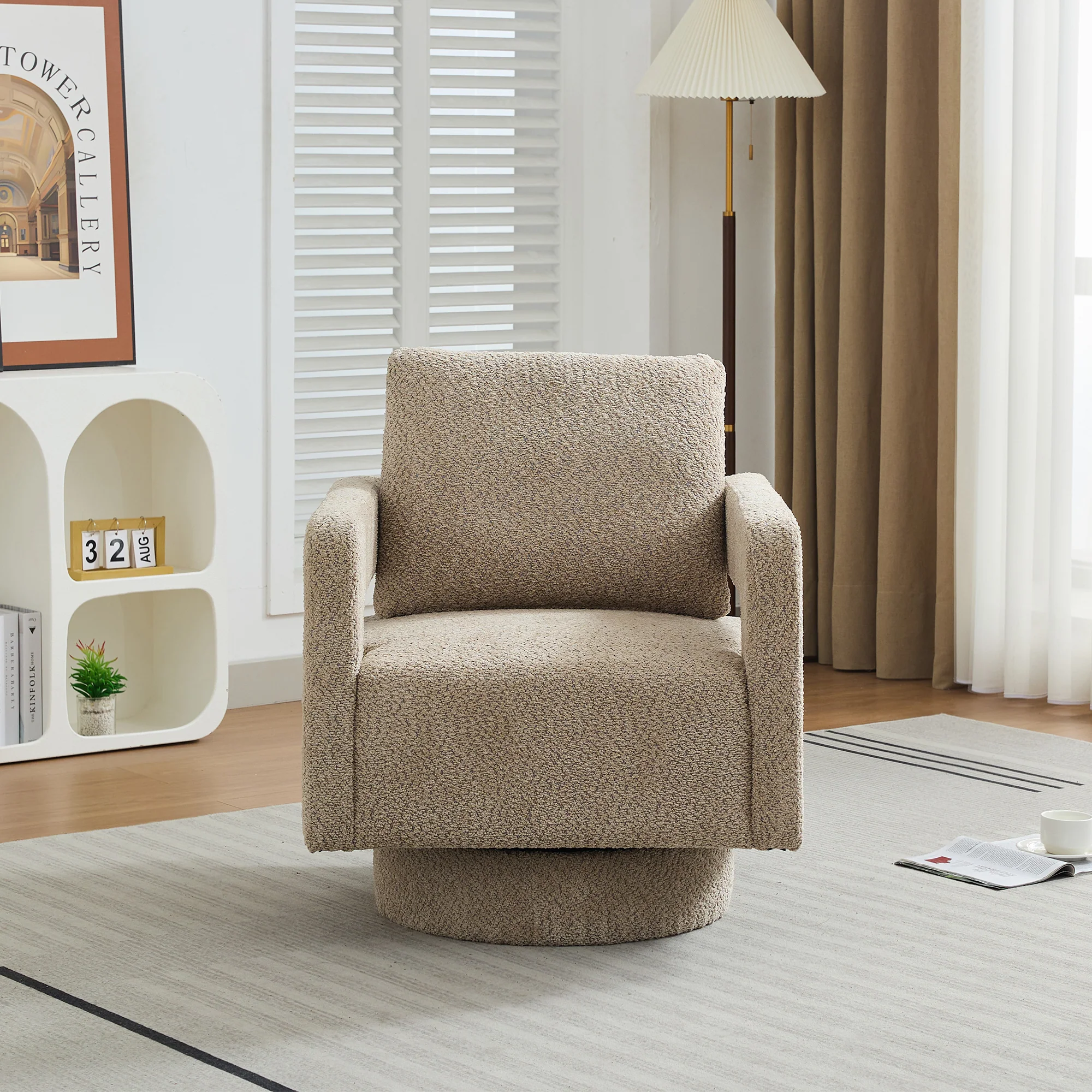 Stonewell Square Swivel Accent Chair with Open Back - Image 24