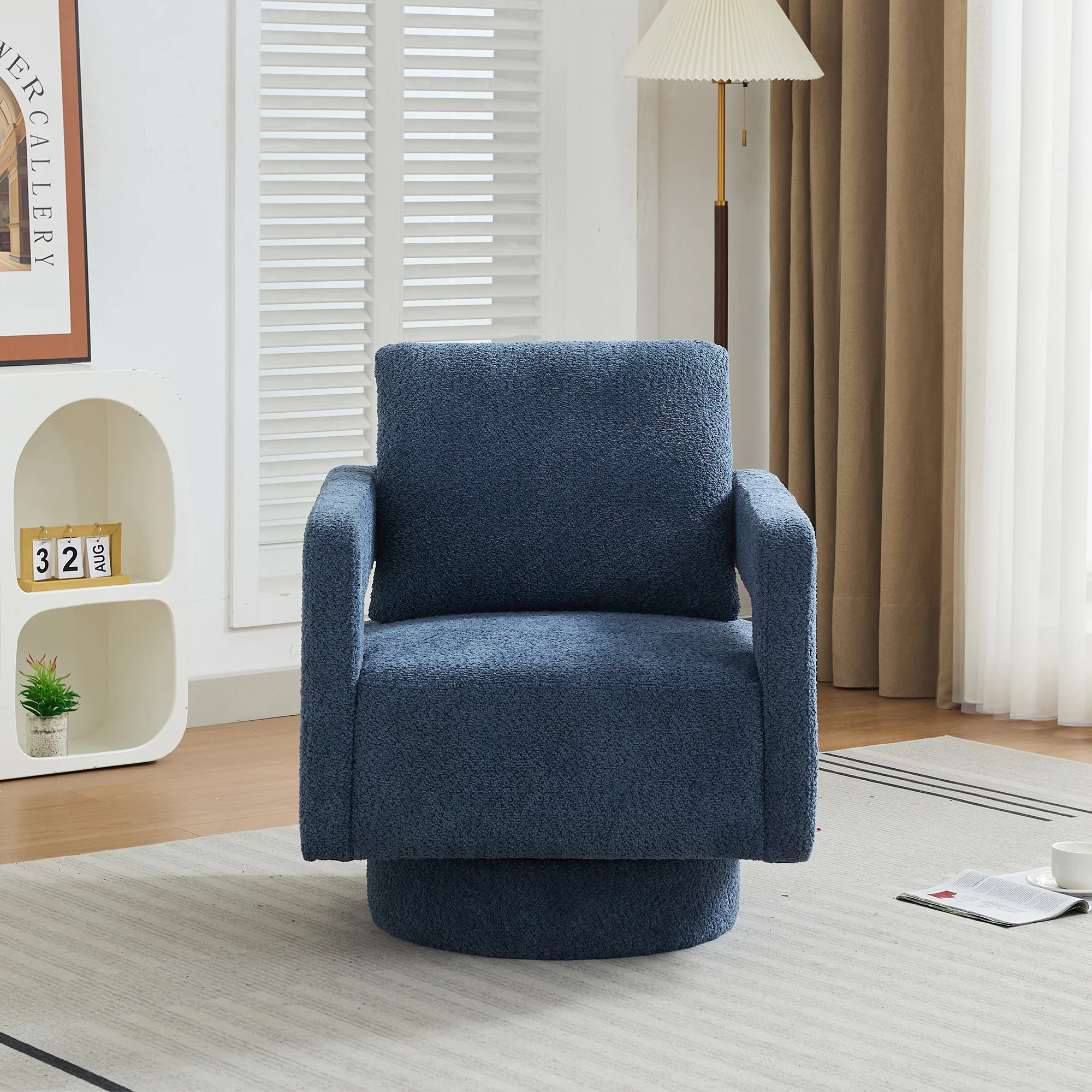 Stonewell Square Swivel Accent Chair with Open Back - Image 34