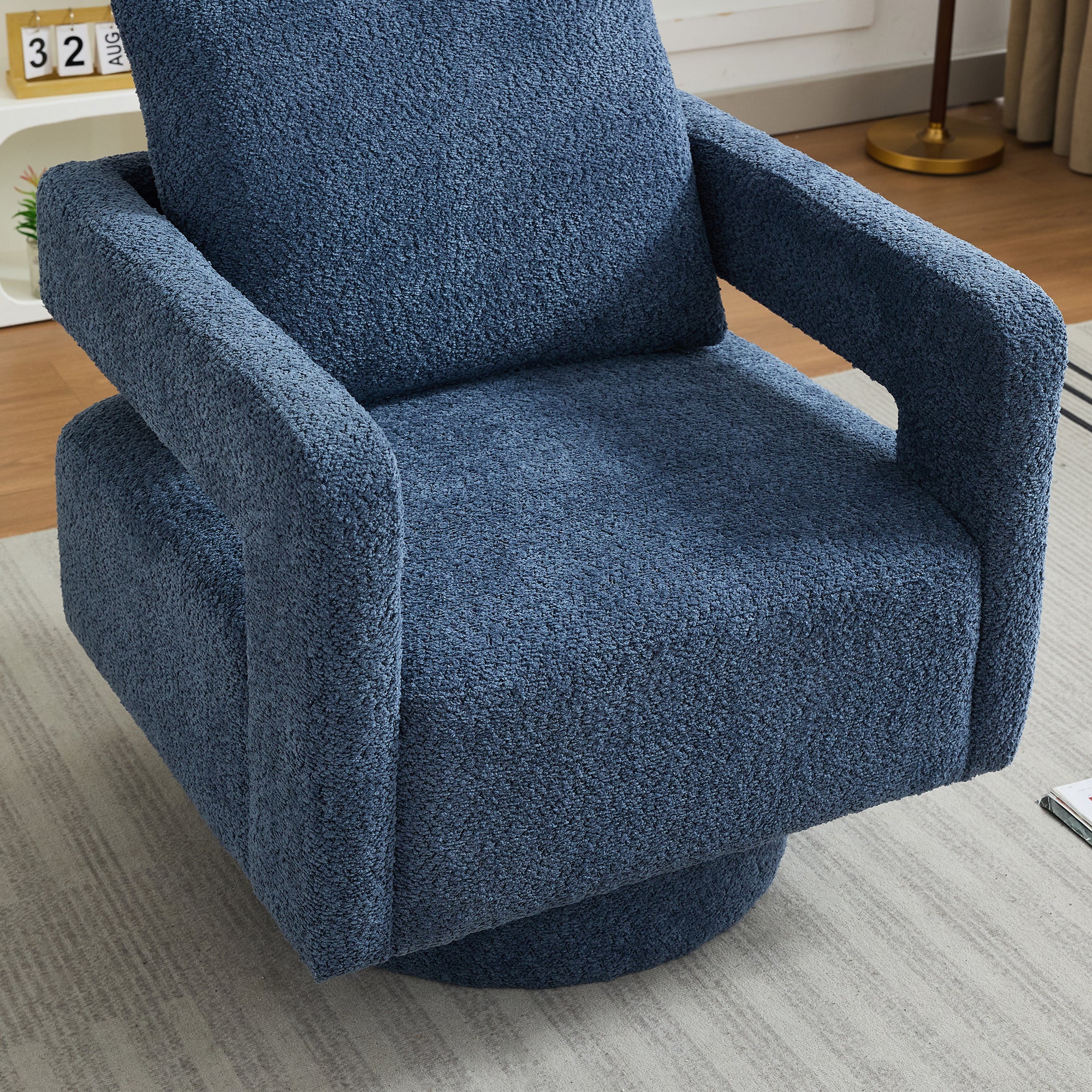 Stonewell Square Swivel Accent Chair with Open Back - Image 42