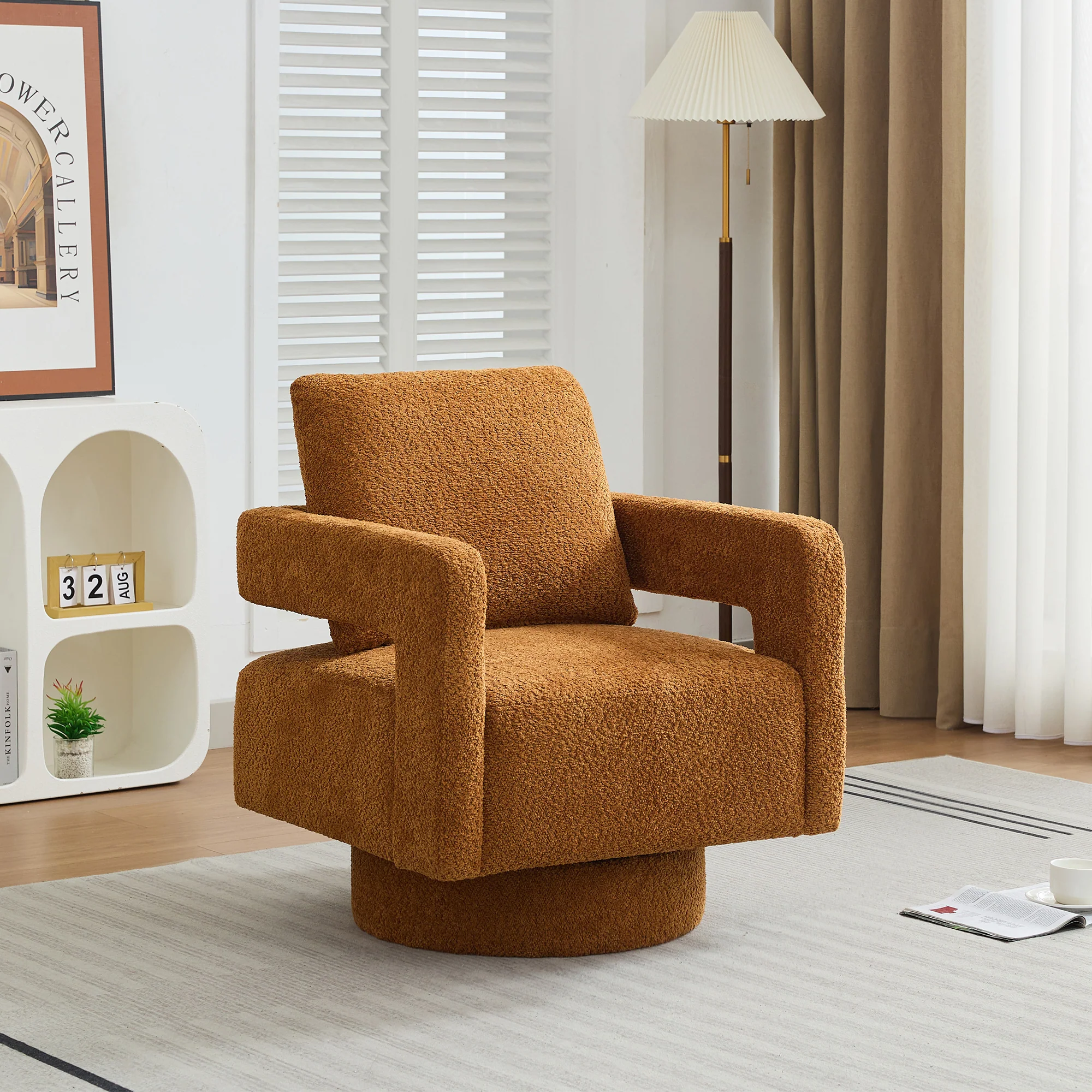 Stonewell Square Swivel Accent Chair with Open Back - Image 43