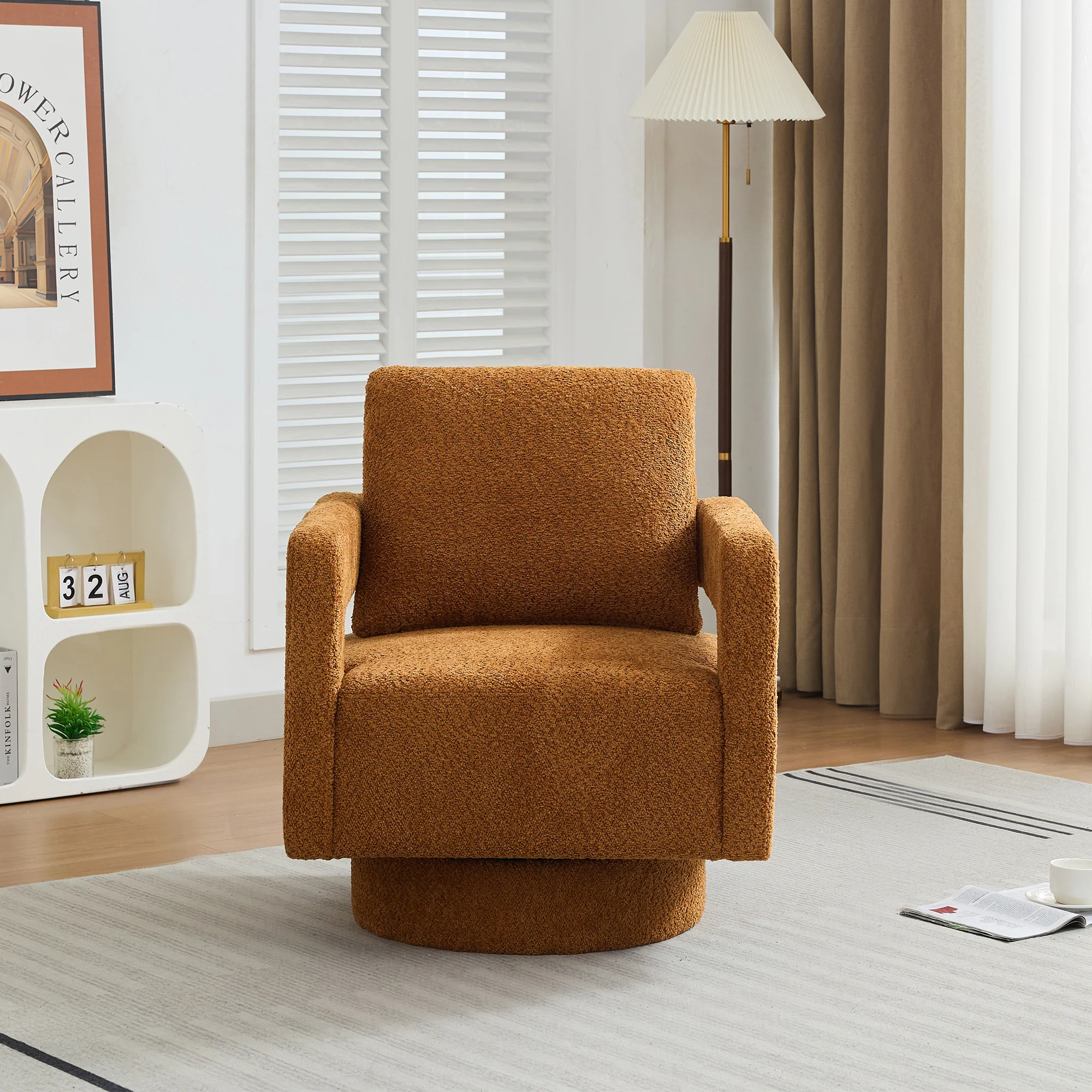 Stonewell Square Swivel Accent Chair with Open Back - Image 44