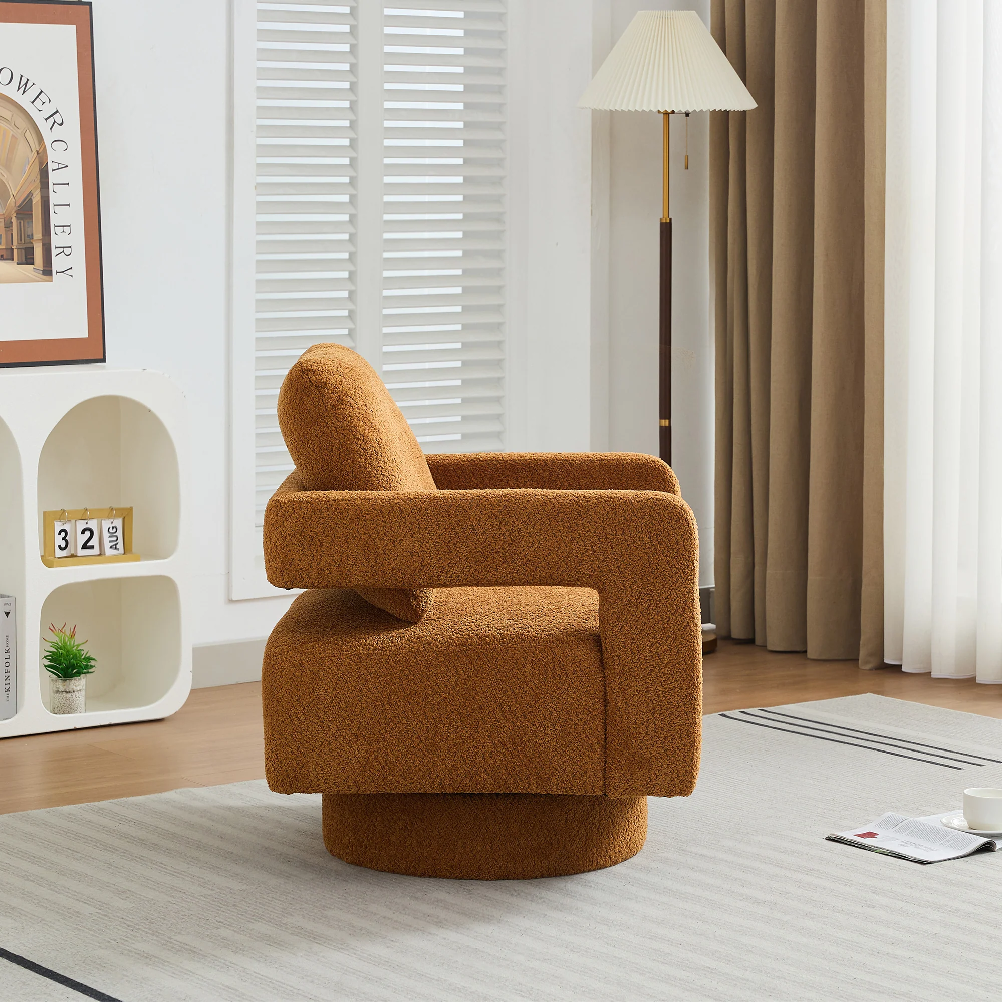 Stonewell Square Swivel Accent Chair with Open Back - Image 45