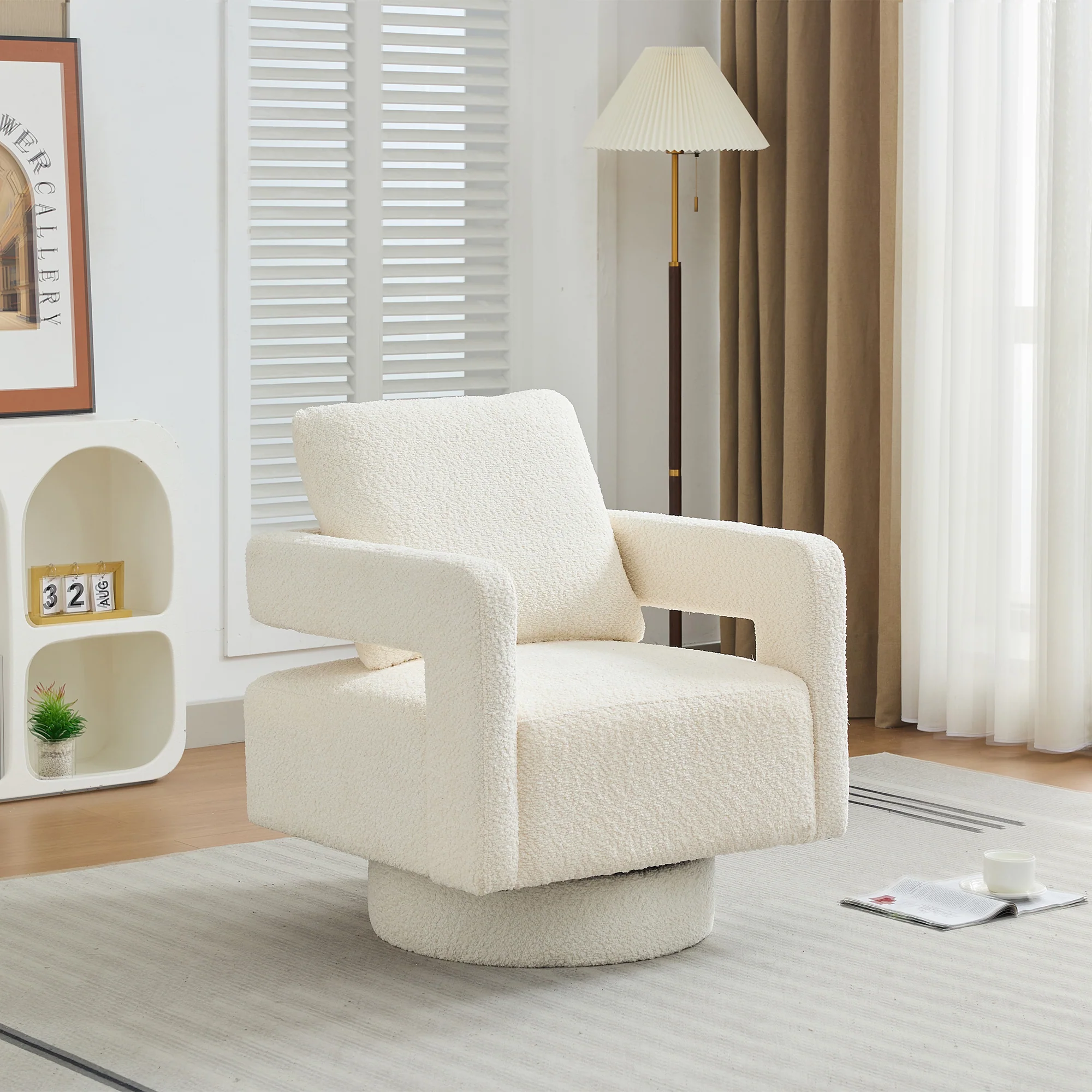 Stonewell Square Swivel Accent Chair with Open Back - Image 53