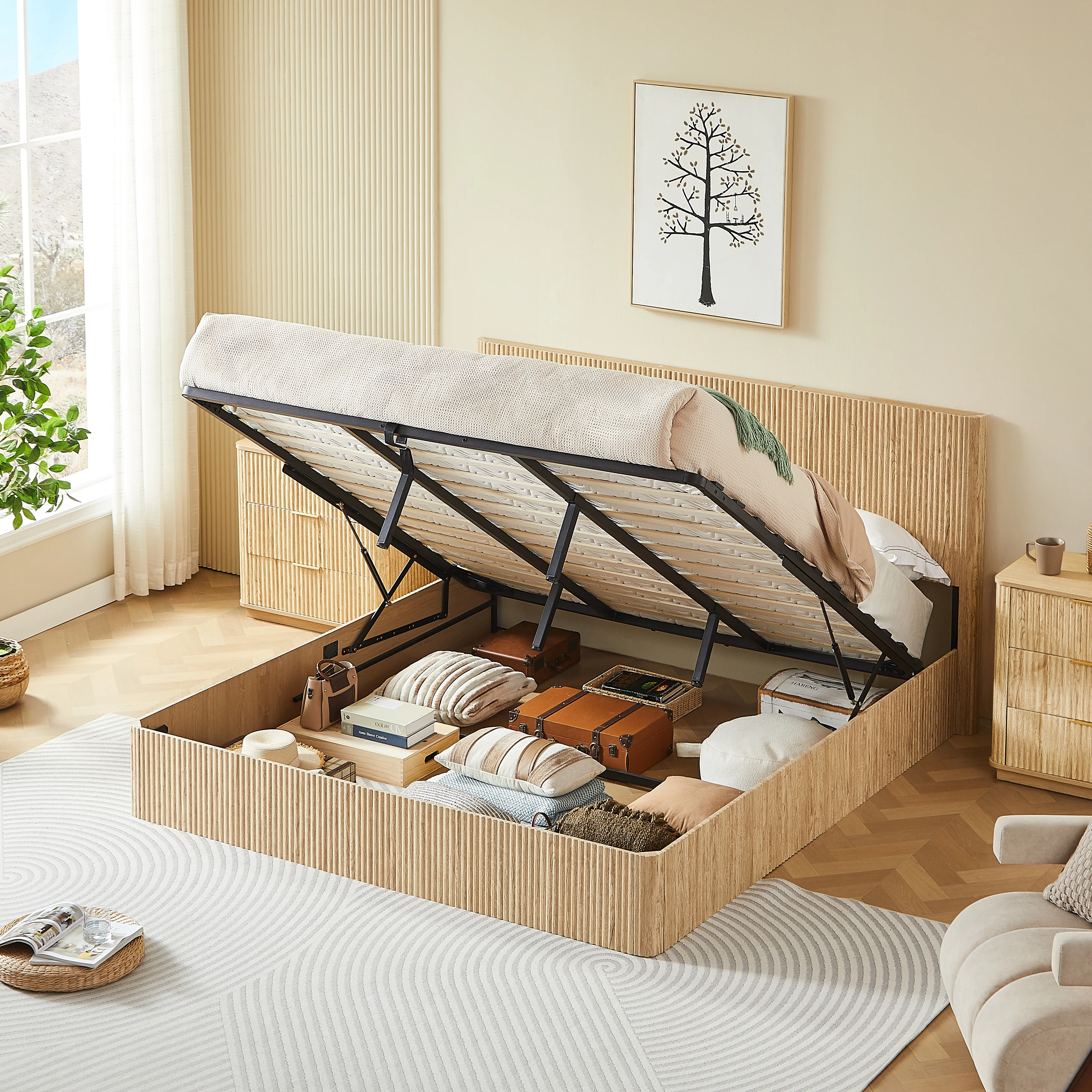 Fluted Lift Up Storage Bed - Image 70