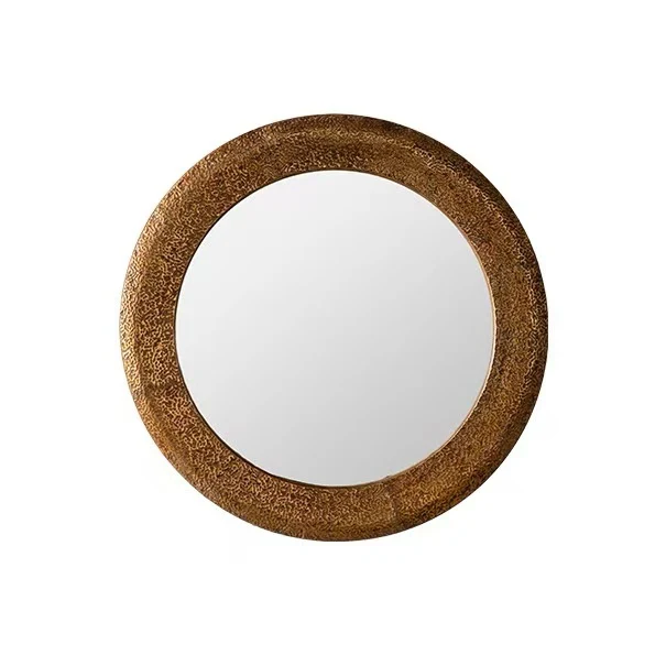 31.3" Hammered Gold Round Wall Mirror