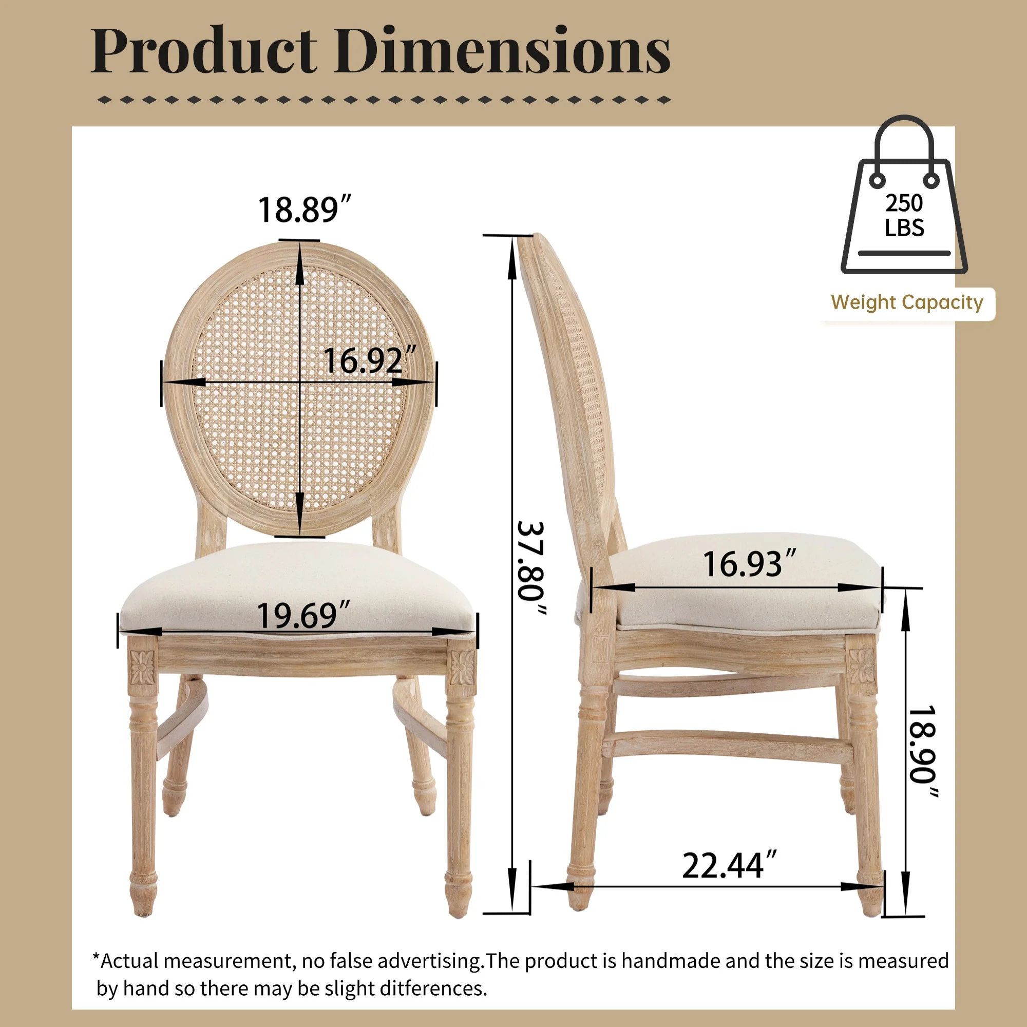 Elegant French Country Stacking Dining Chairs with Round Rattan Back, Set of 2 - Image 8