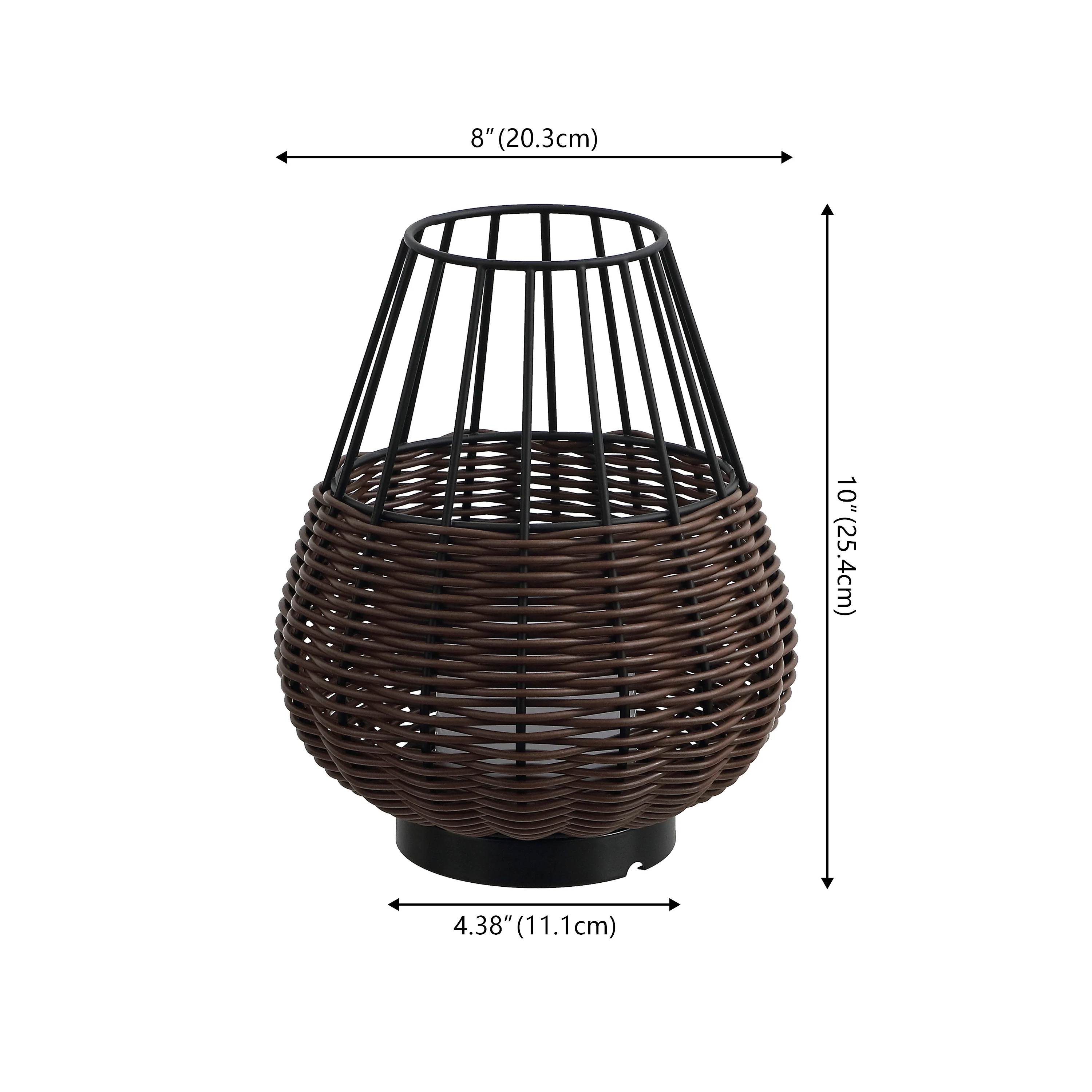 Elian 10" Modern Rustic Decorative Indoor/Outdoor Faux Wicker Rechargeable/Cordless Dimmable Integrated LED Table Lamp - Image 4
