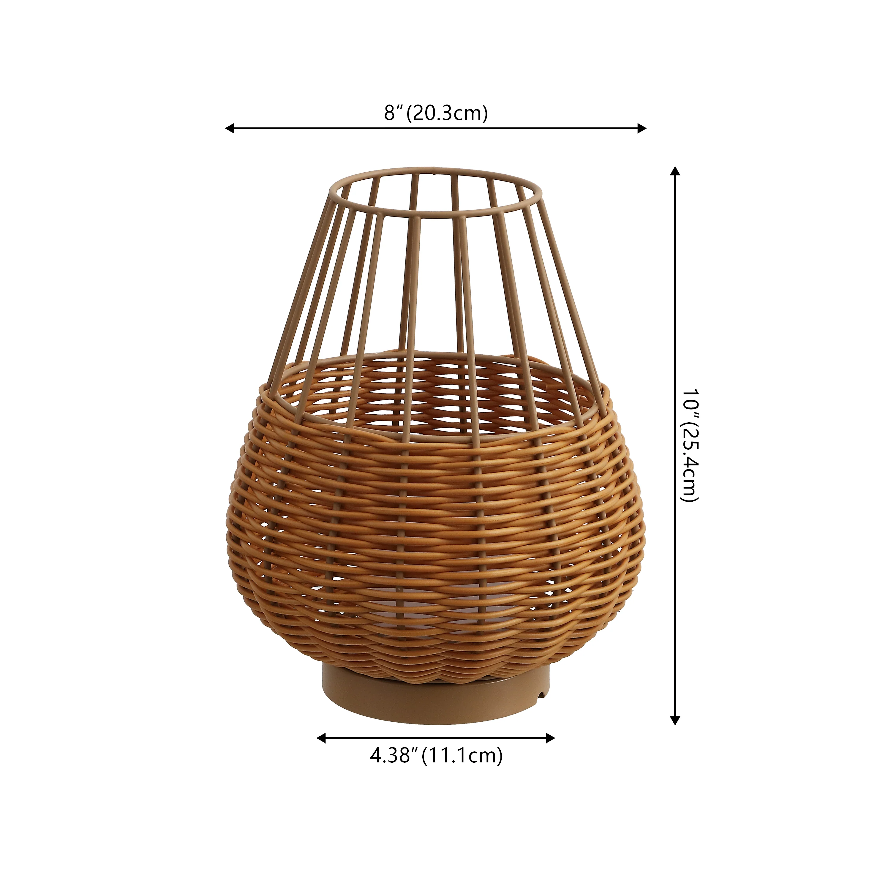 Elian 10" Modern Rustic Decorative Indoor/Outdoor Faux Wicker Rechargeable/Cordless Dimmable Integrated LED Table Lamp - Image 9