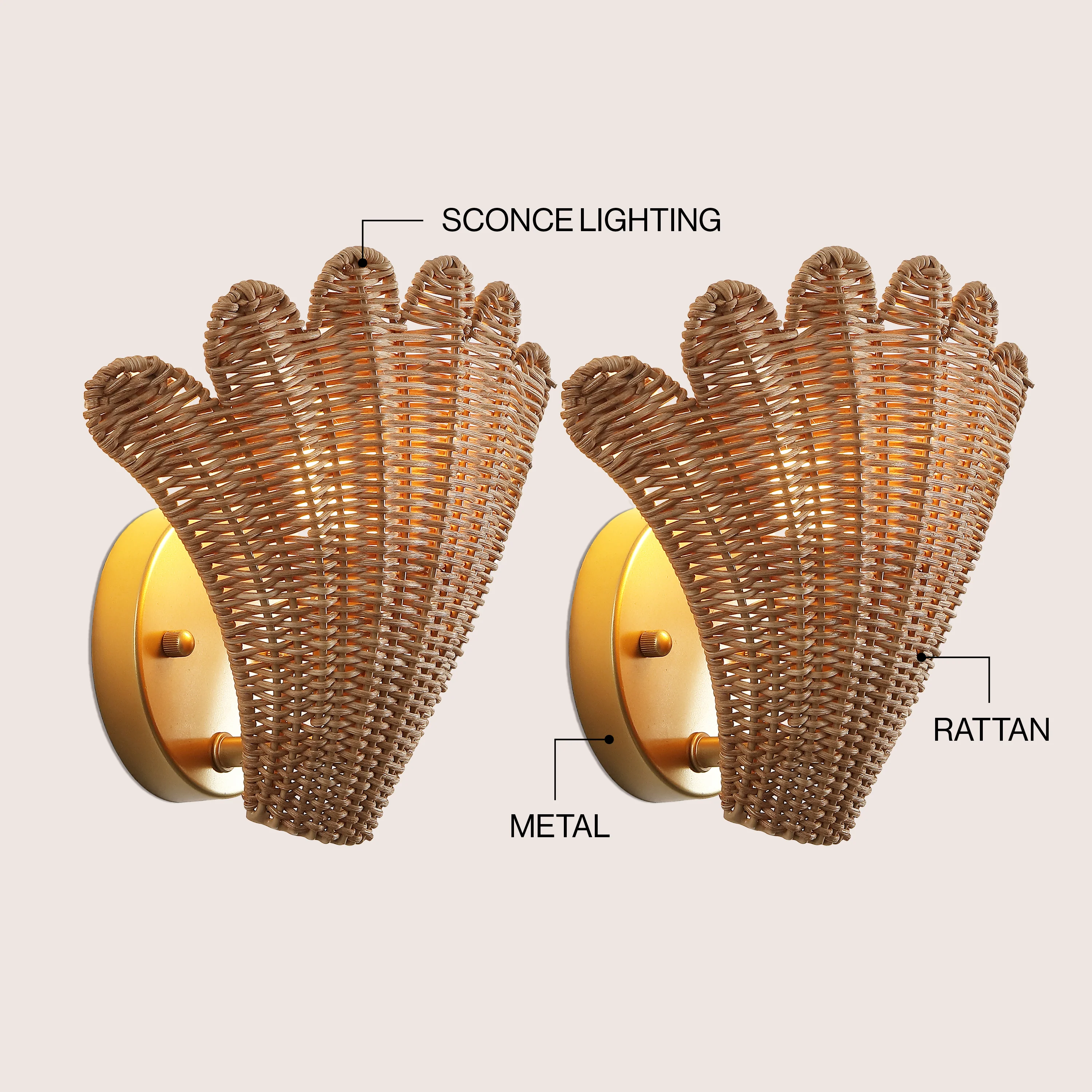 Elodie 11.5" Vintage Coastal 1-Light Rattan Scallop Shell LED Wall Sconce - Image 4