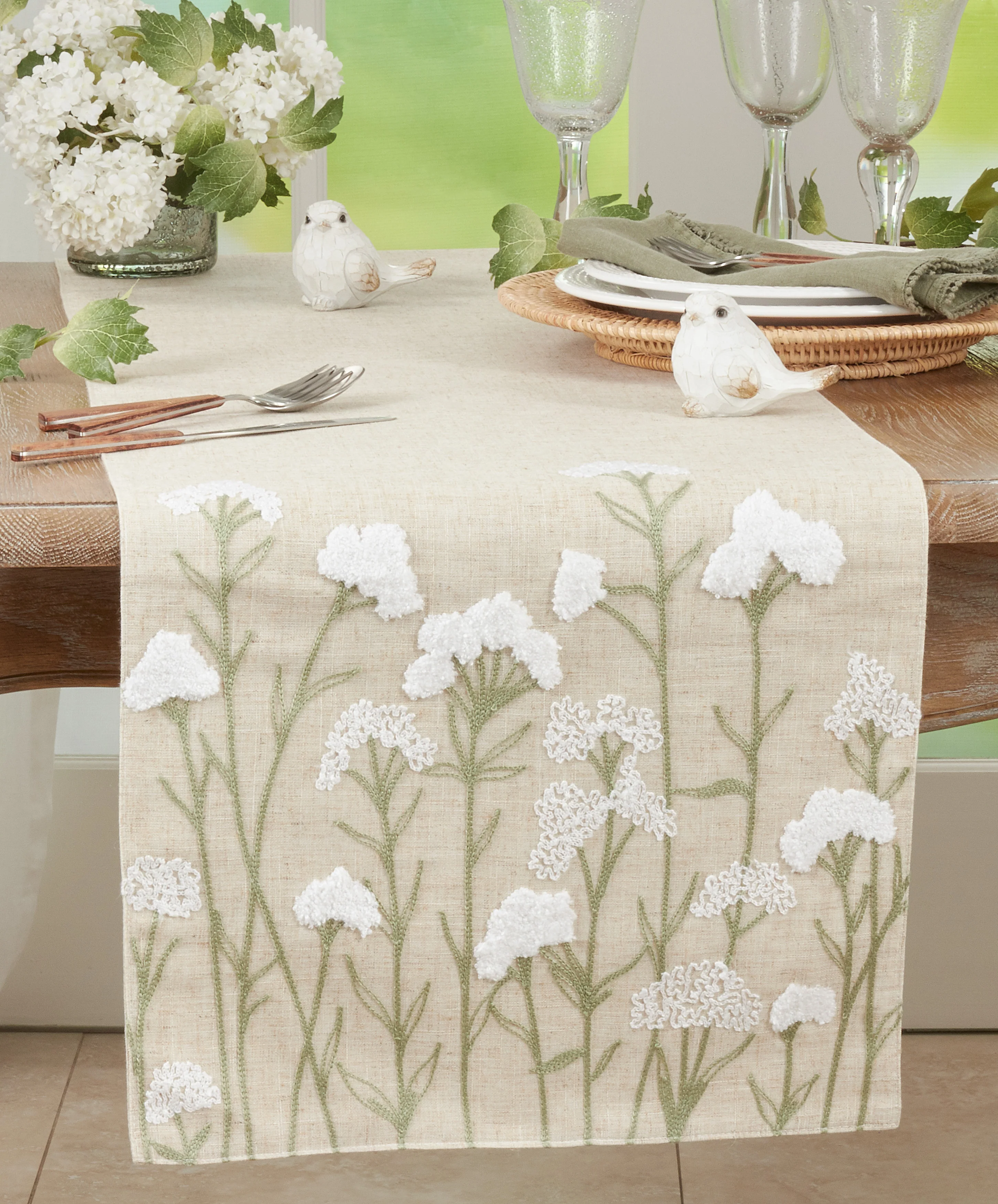 Embroidered Flowers Table Runner - Image 2