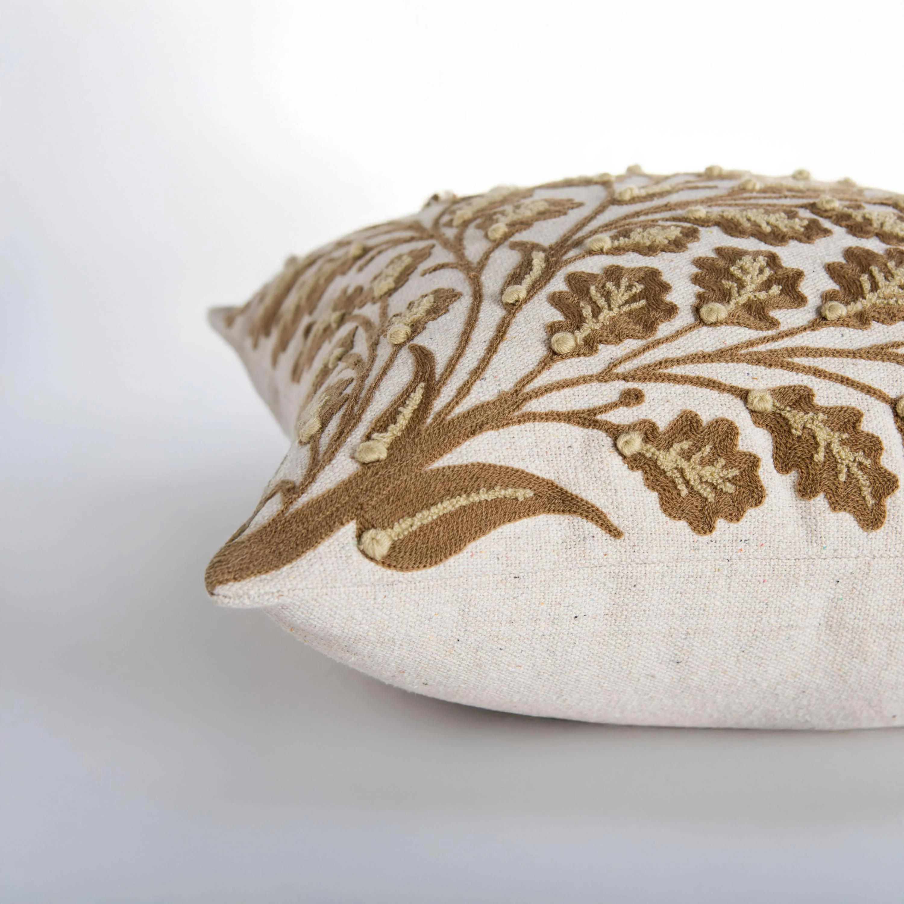 Embroidered Leaves Cotton Decorative Throw Pillow - Image 15