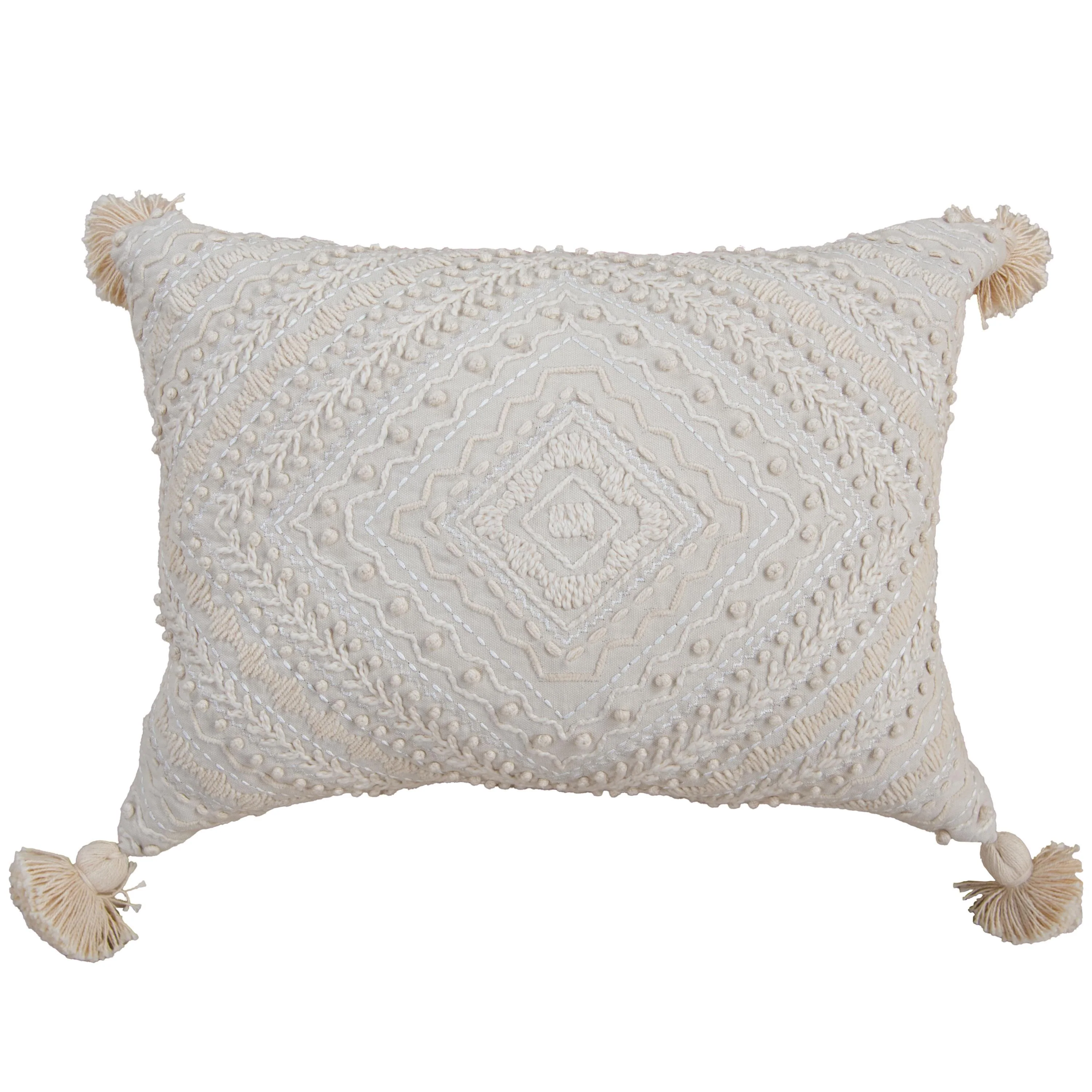 Embroidered Medallion Geometric Lumbar Throw Pillow - Image 13