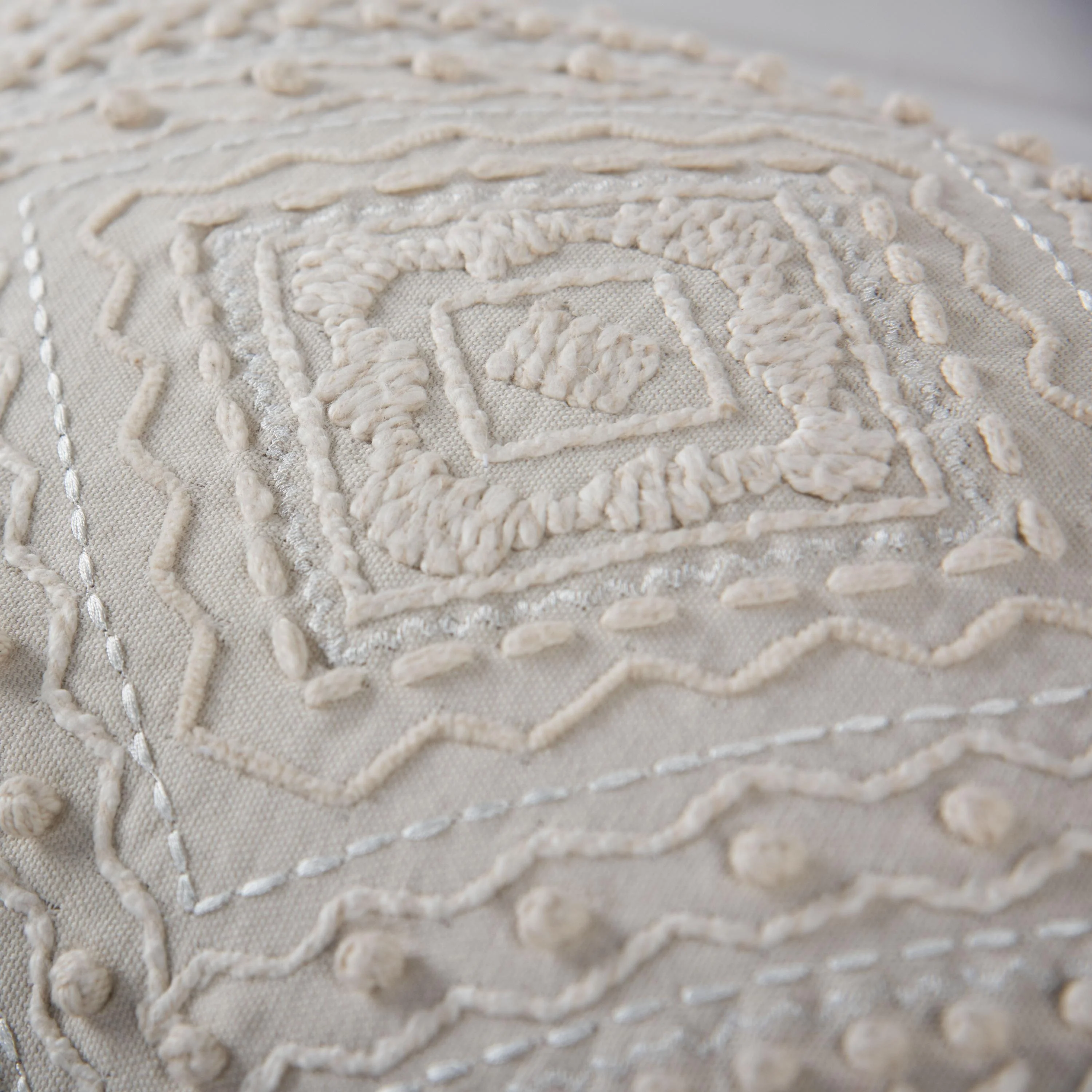 Embroidered Medallion Geometric Lumbar Throw Pillow - Image 15