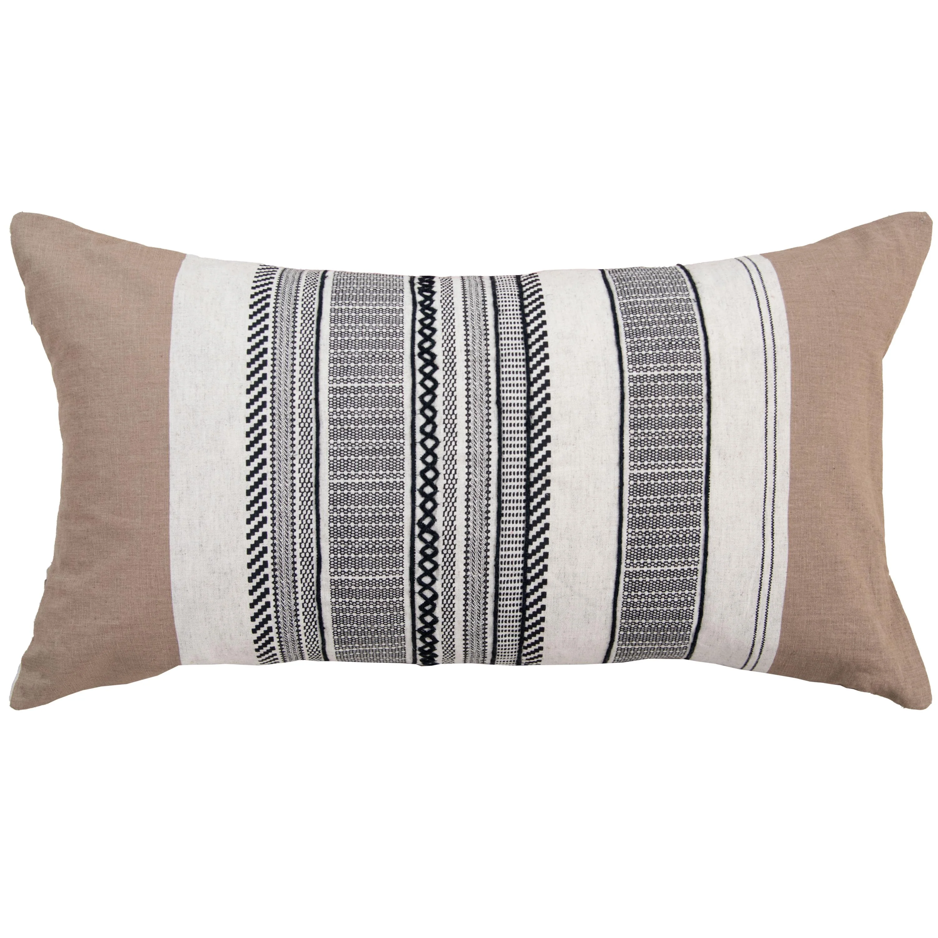 Embroidered Pattern Blocked Decorative Lumbar Pillow