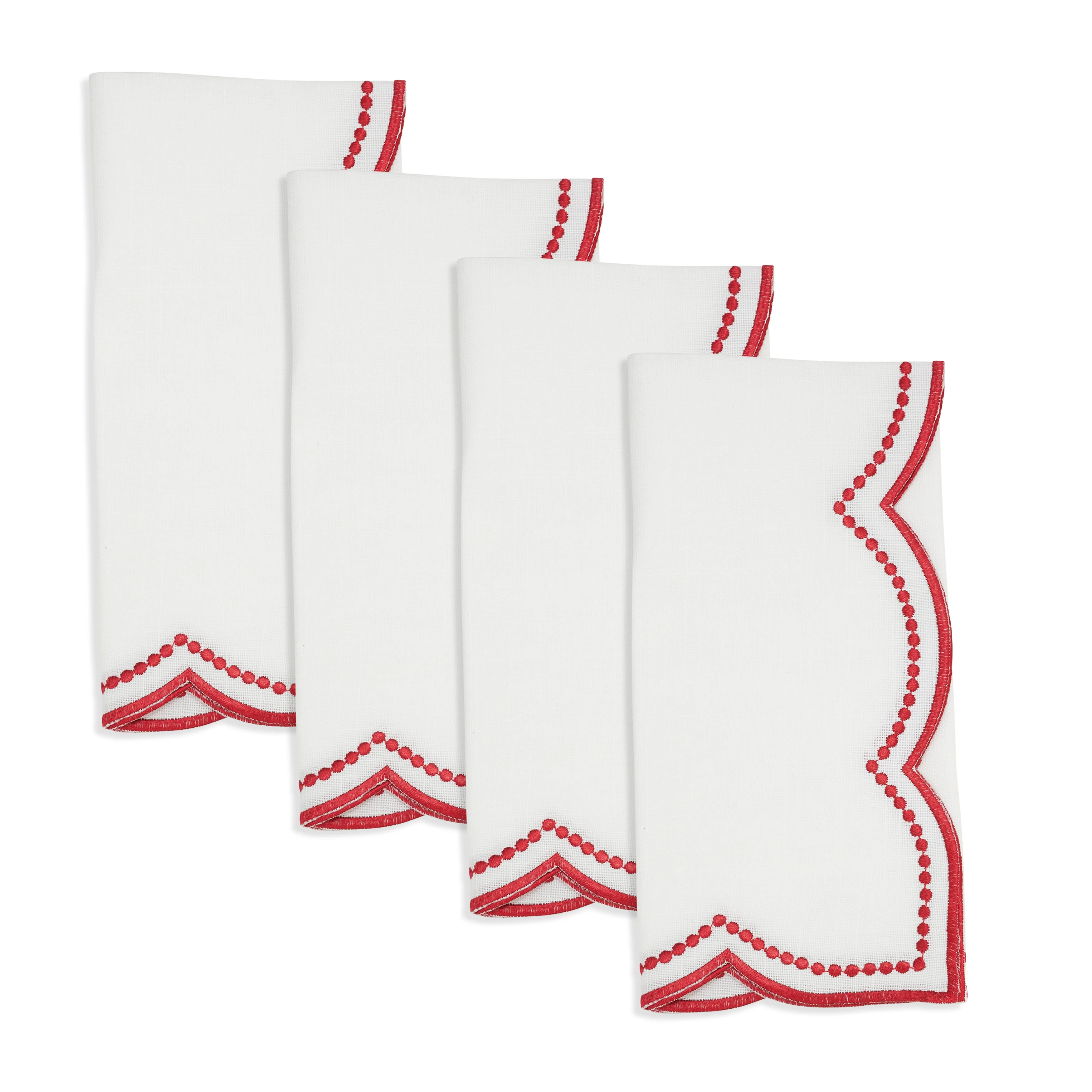 Embroidered Polka Dot Napkin w/ Scallop Edge, Set of 4 - Image 6