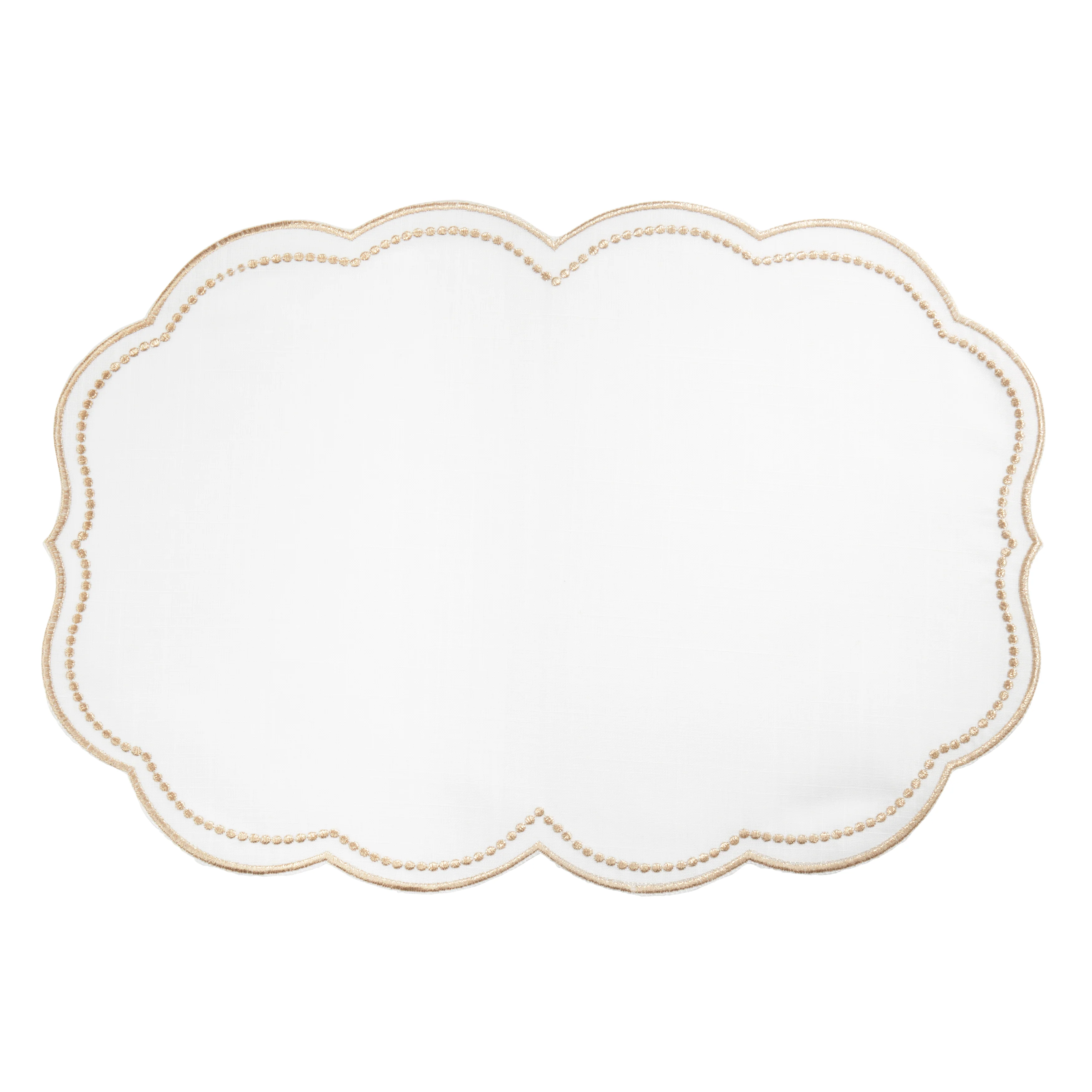 Embroidered Polka Dot Placemat w/ Scallop Edge, Set of 4 - Image 4