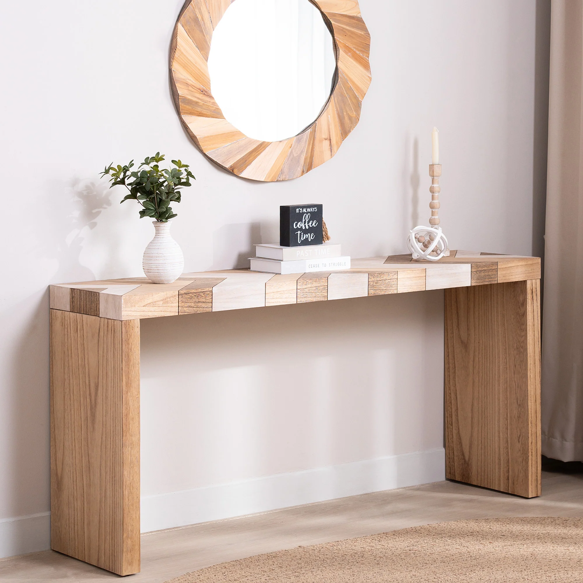 Entryway Table with Chevron Patterned Top - Image 4