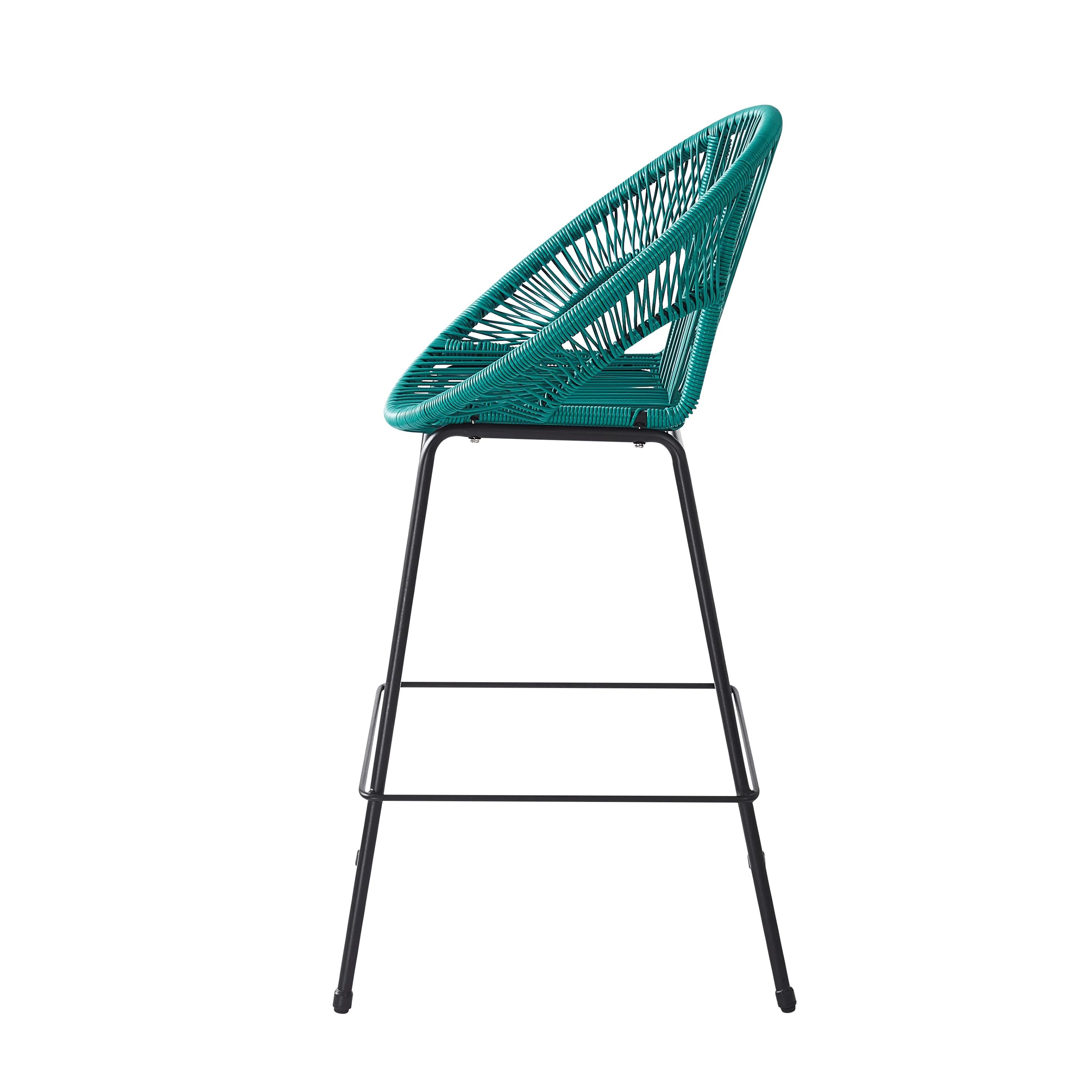 Entwined Outdoor Bar Stool with Ergonomic Design and Footrest, Set of 2 - Image 17