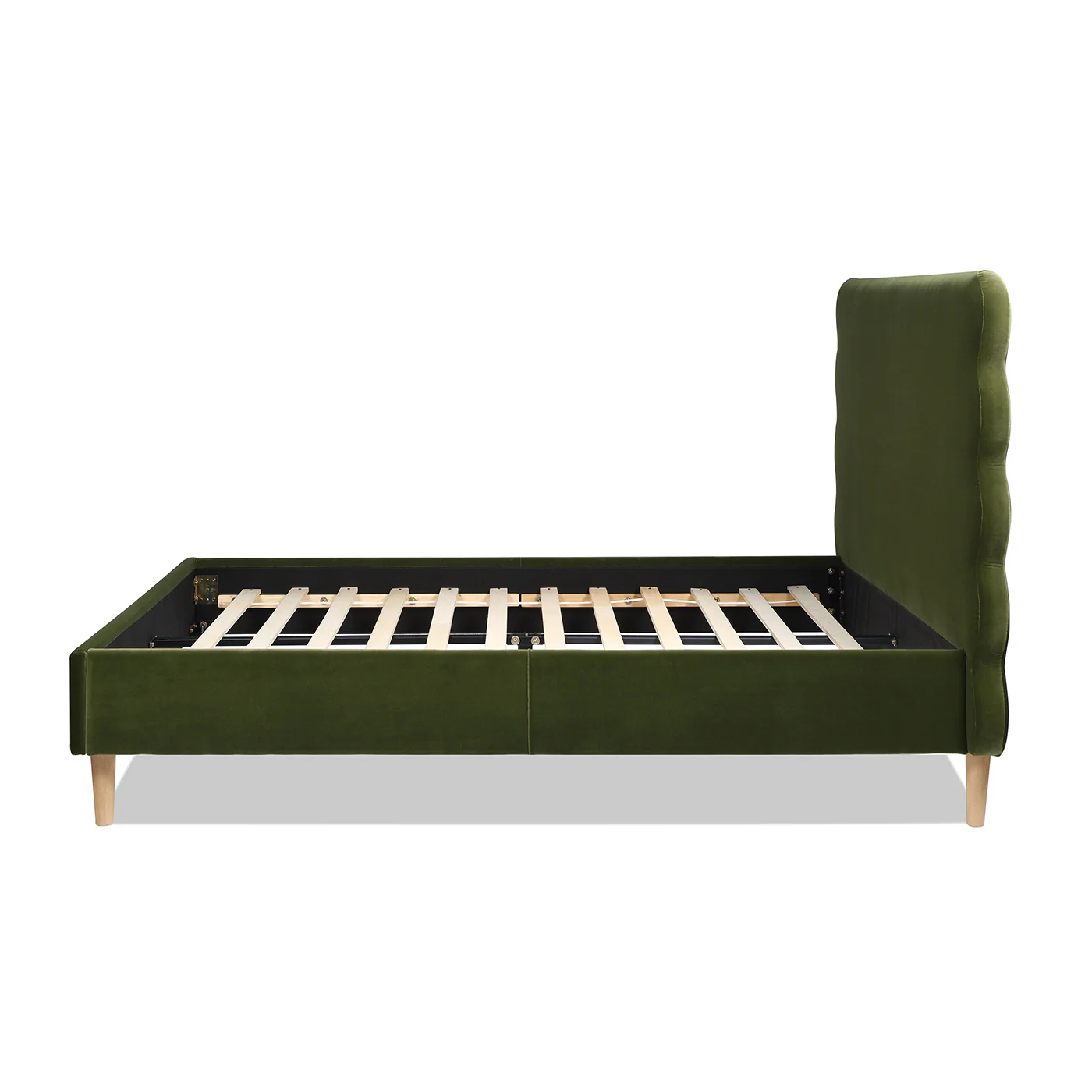 Essencee Upholstered Platform Bed with Wavy Headboard and Wood Legs - Image 49