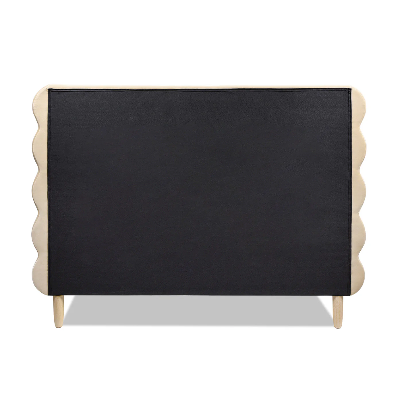 Essencee Upholstered Platform Bed with Wavy Headboard and Wood Legs - Image 6