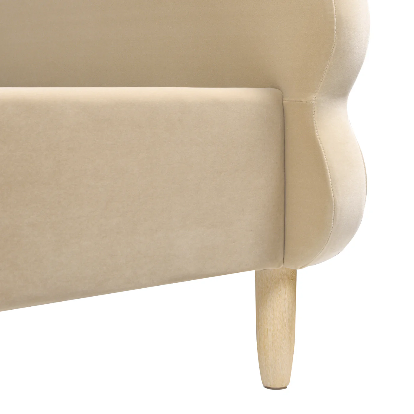 Essencee Upholstered Platform Bed with Wavy Headboard and Wood Legs - Image 7