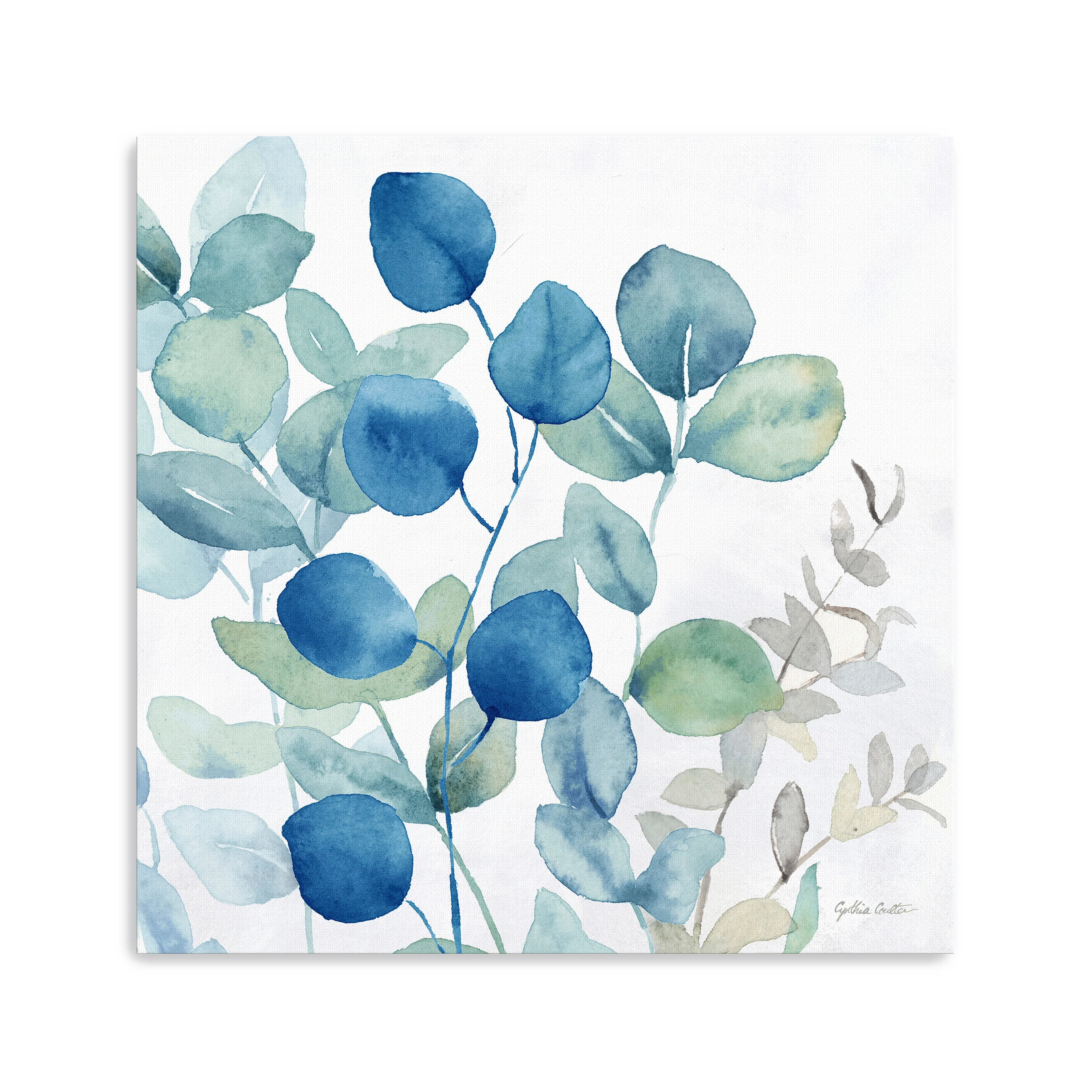 Eucalyptus Leaves Navy I Canvas Giclee