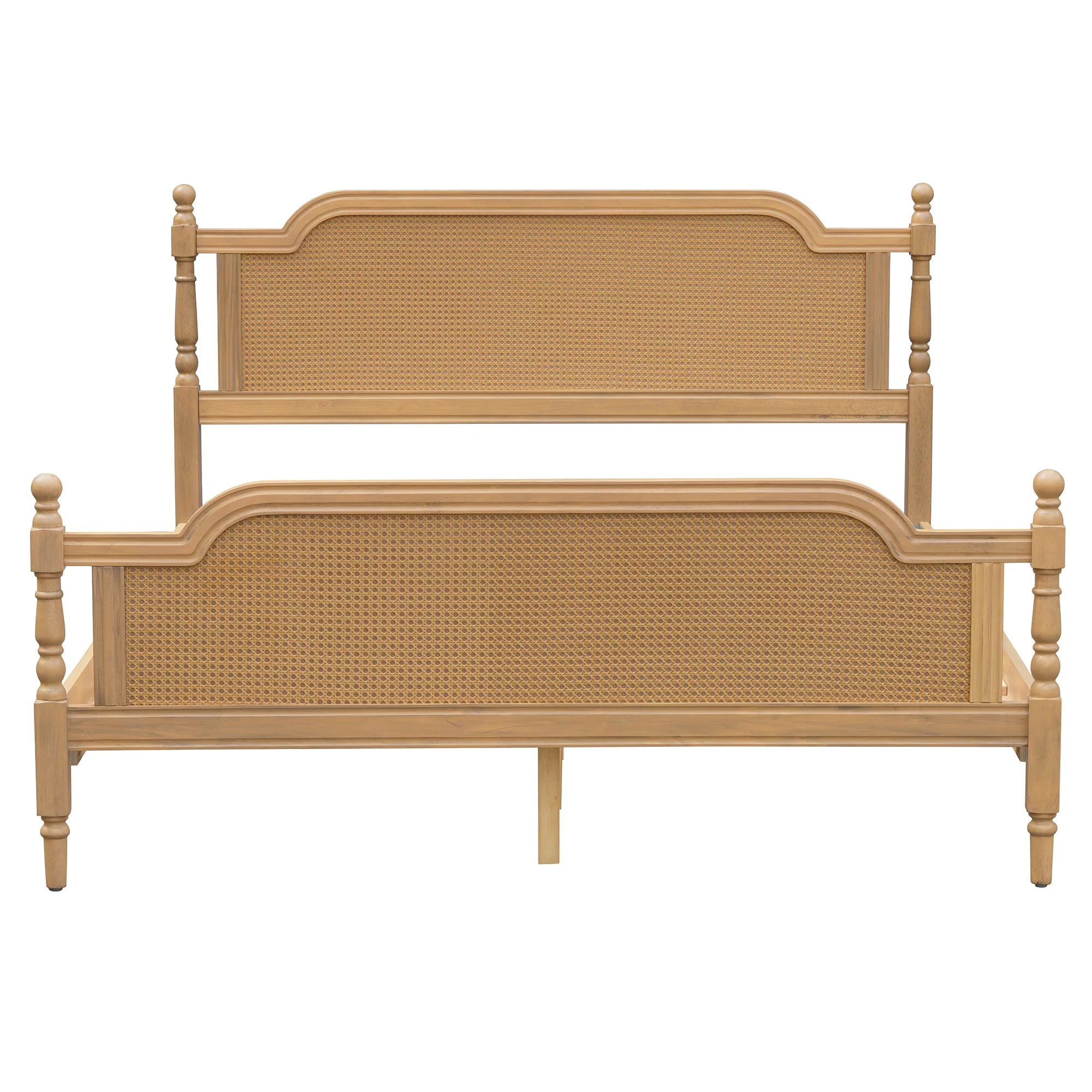 Excelsis Rattan Bed Frame with Fluted Legs, Antique Walnut - Image 5
