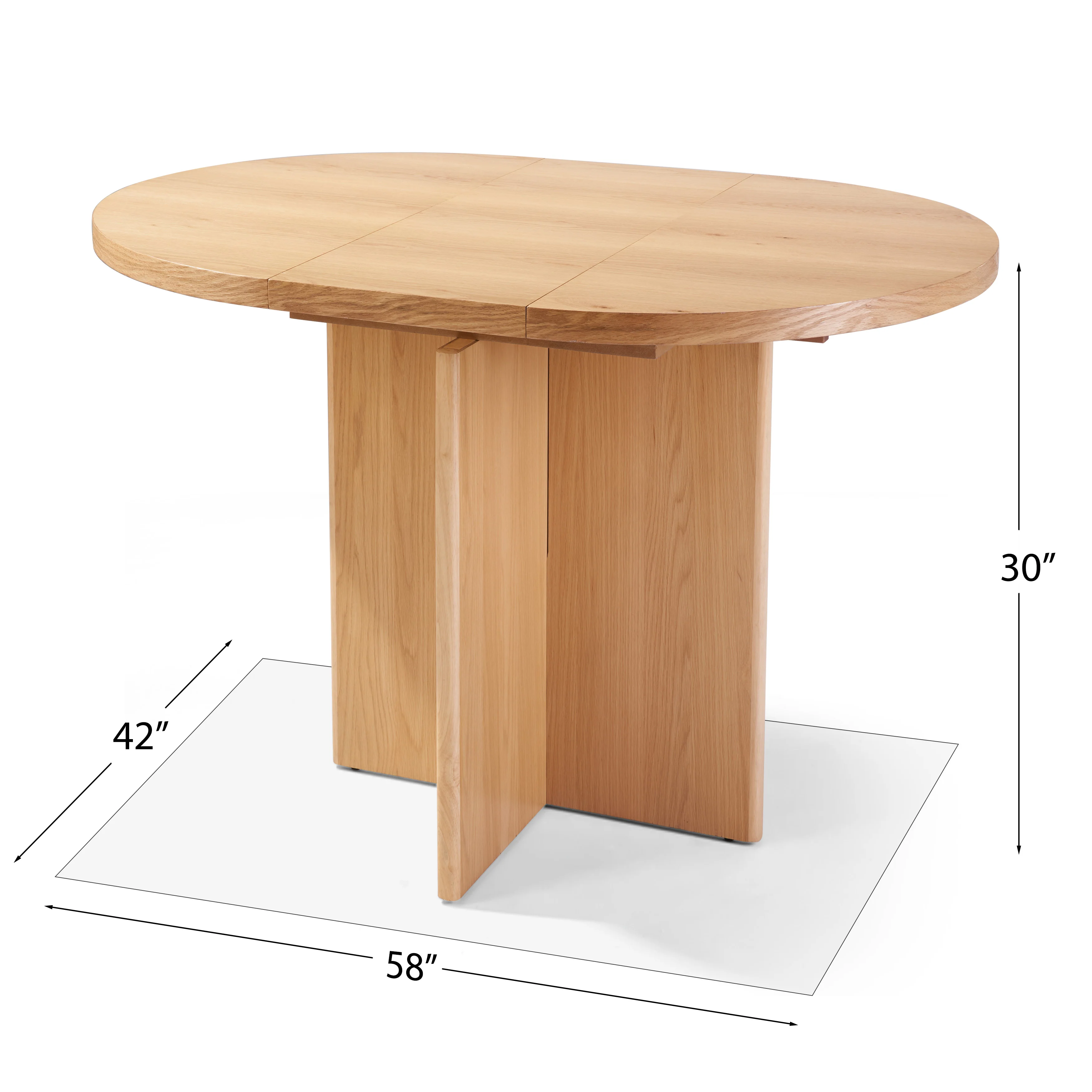 Extendable Solid Wood Dining Table with Oak Veneer & Gear Slide Rail - Image 7