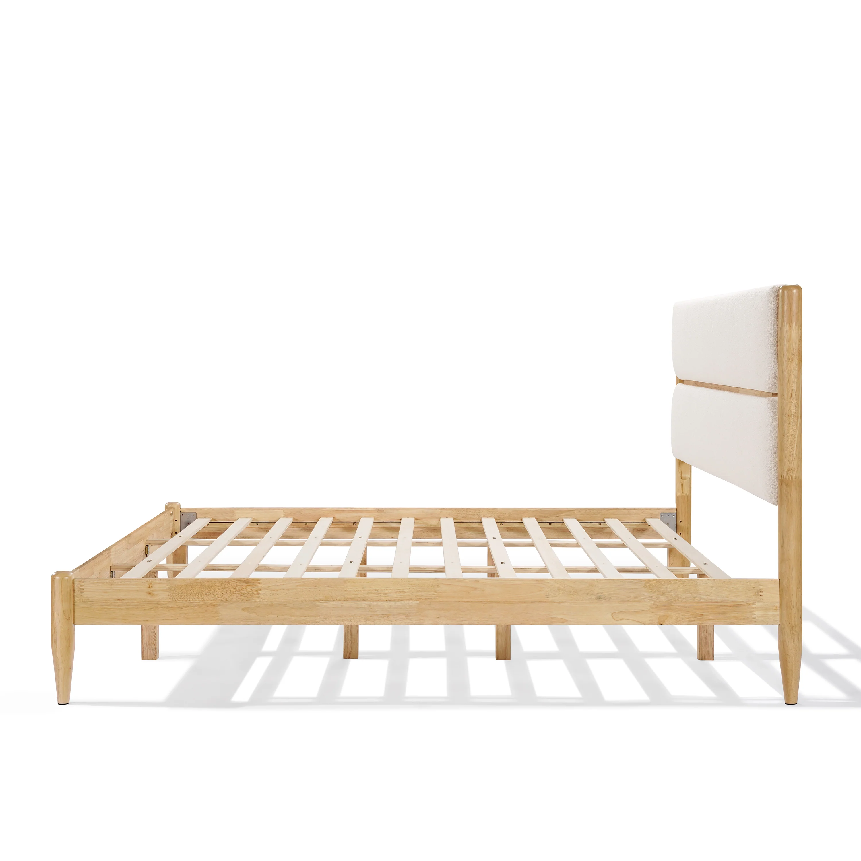 Solid Wood Bed Frame With Fleece Upholstered Headboard - Image 10