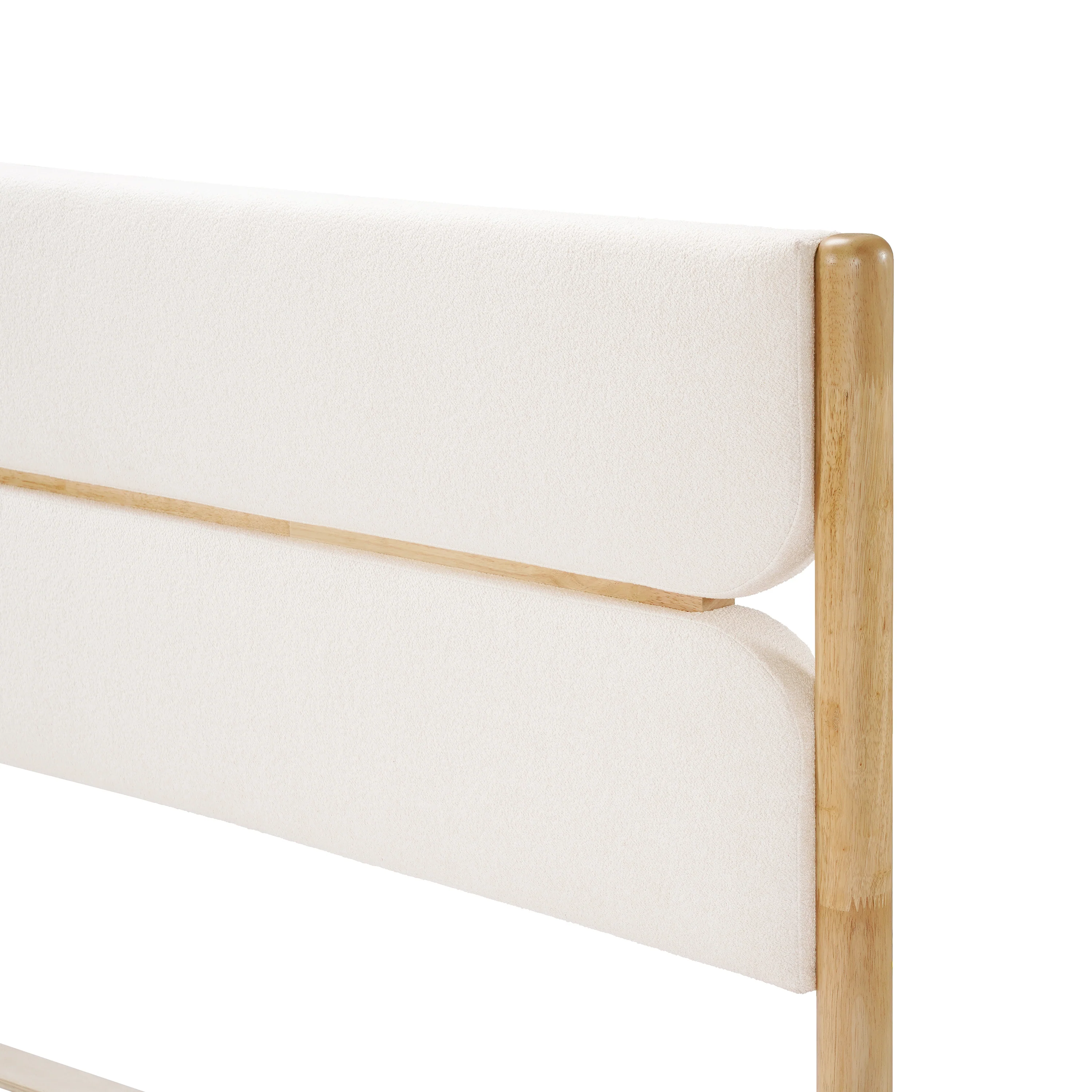 Solid Wood Bed Frame With Fleece Upholstered Headboard - Image 12