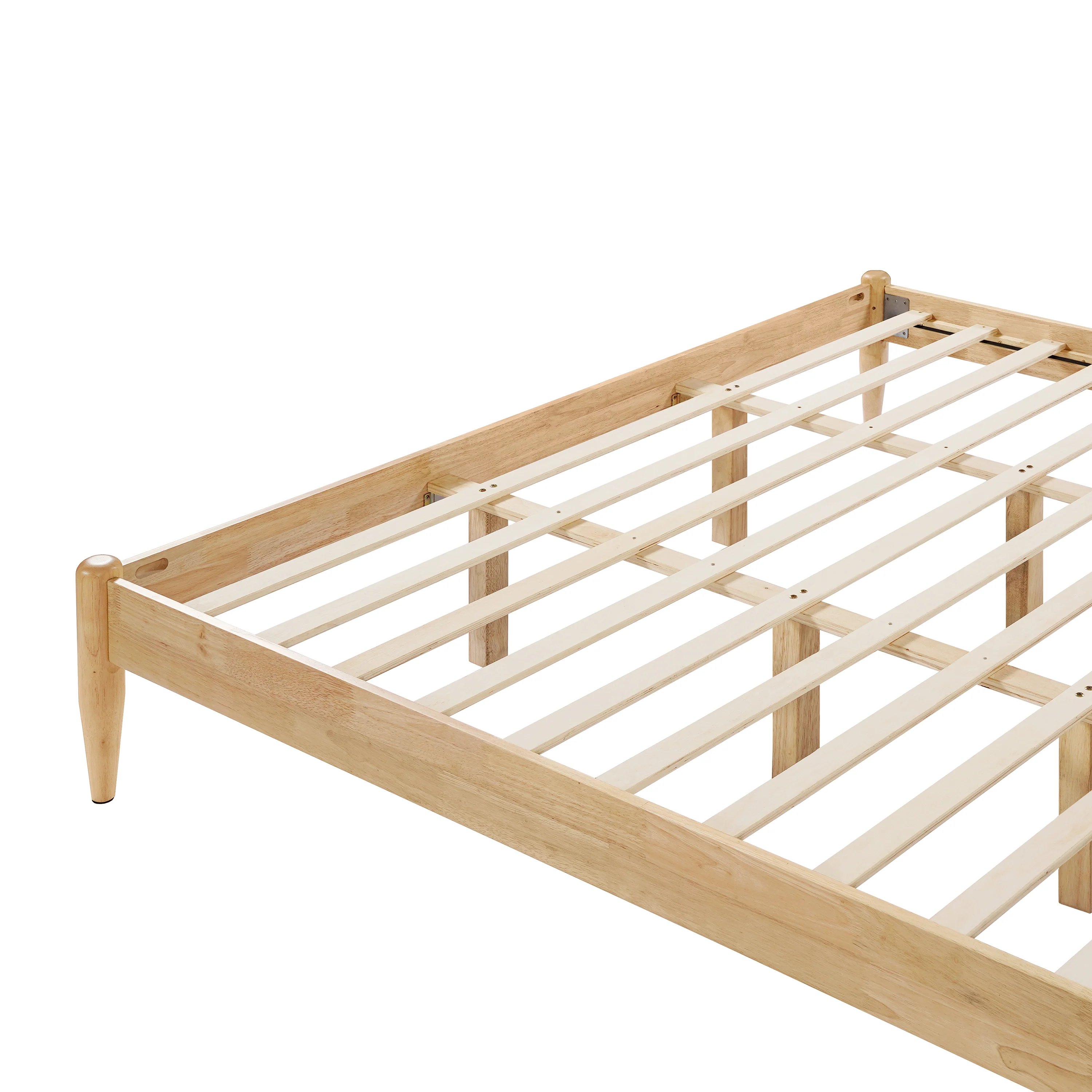 Solid Wood Bed Frame With Fleece Upholstered Headboard - Image 17