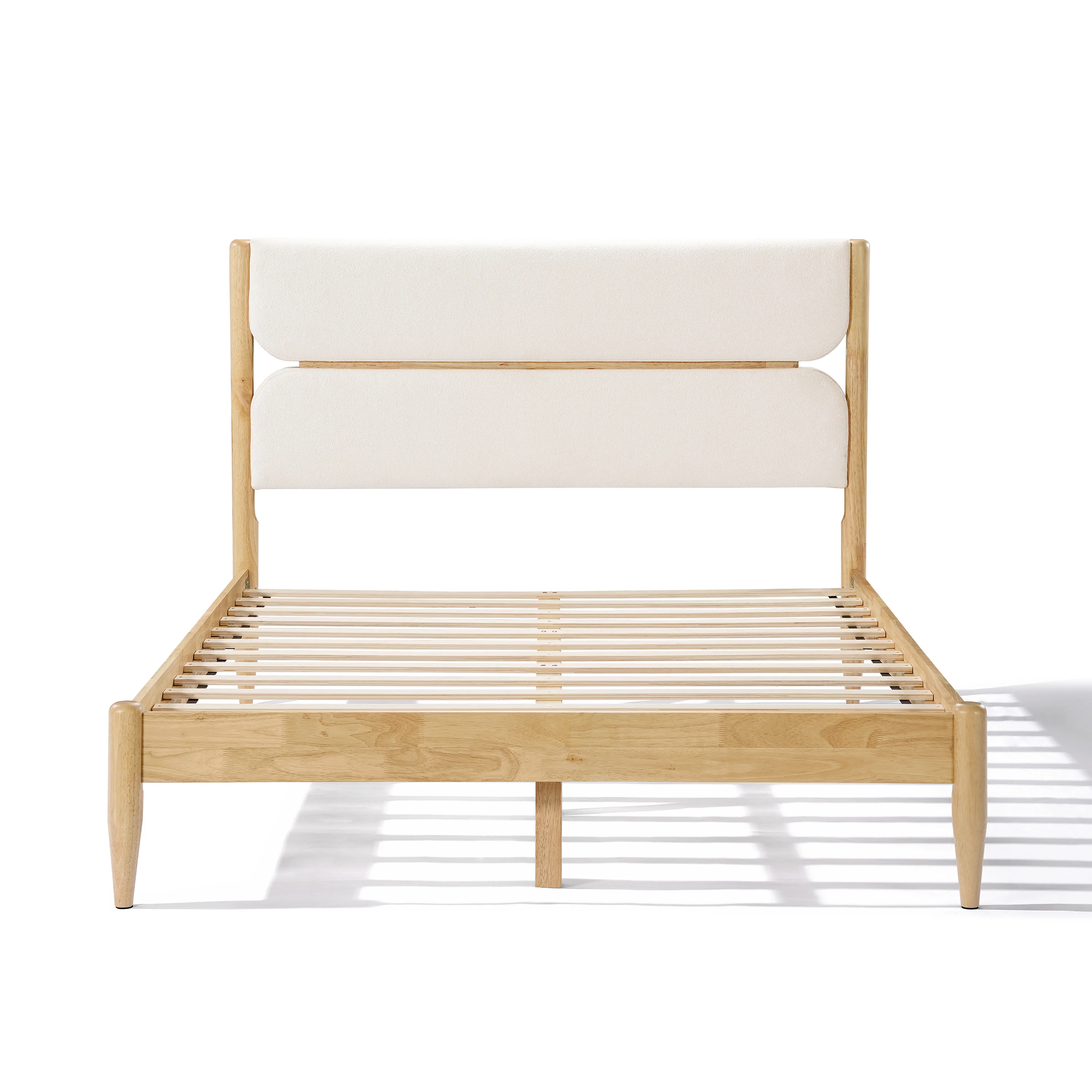Solid Wood Bed Frame With Fleece Upholstered Headboard - Image 25