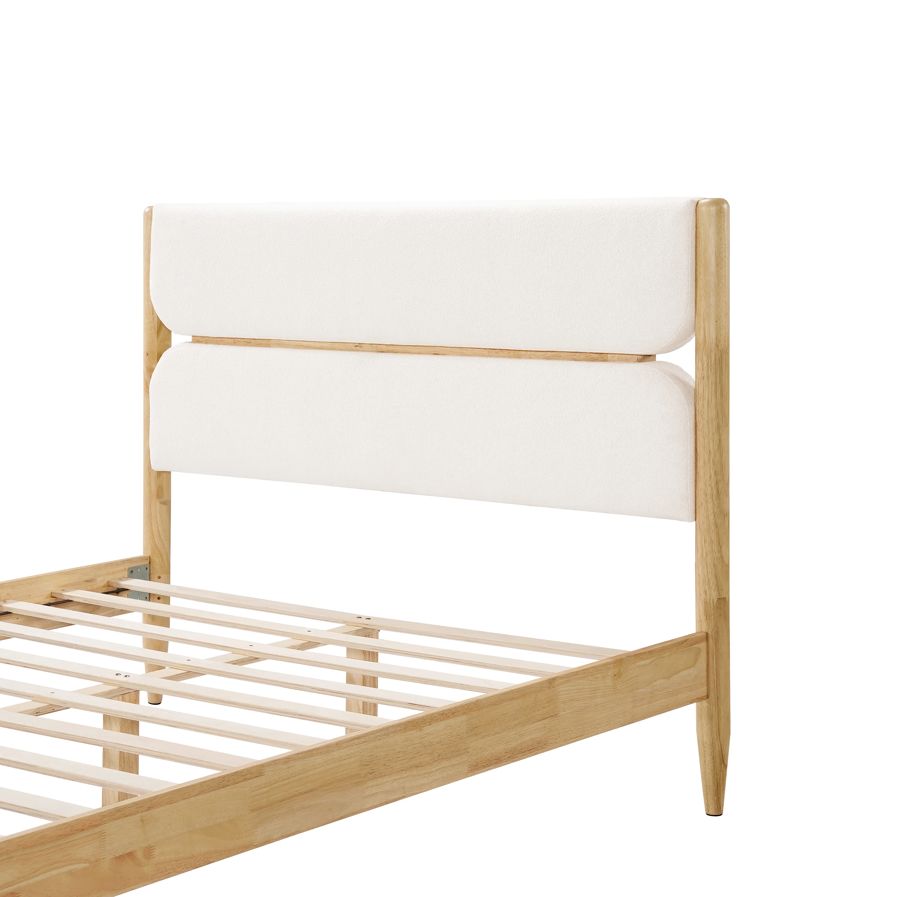 Solid Wood Bed Frame With Fleece Upholstered Headboard - Image 30