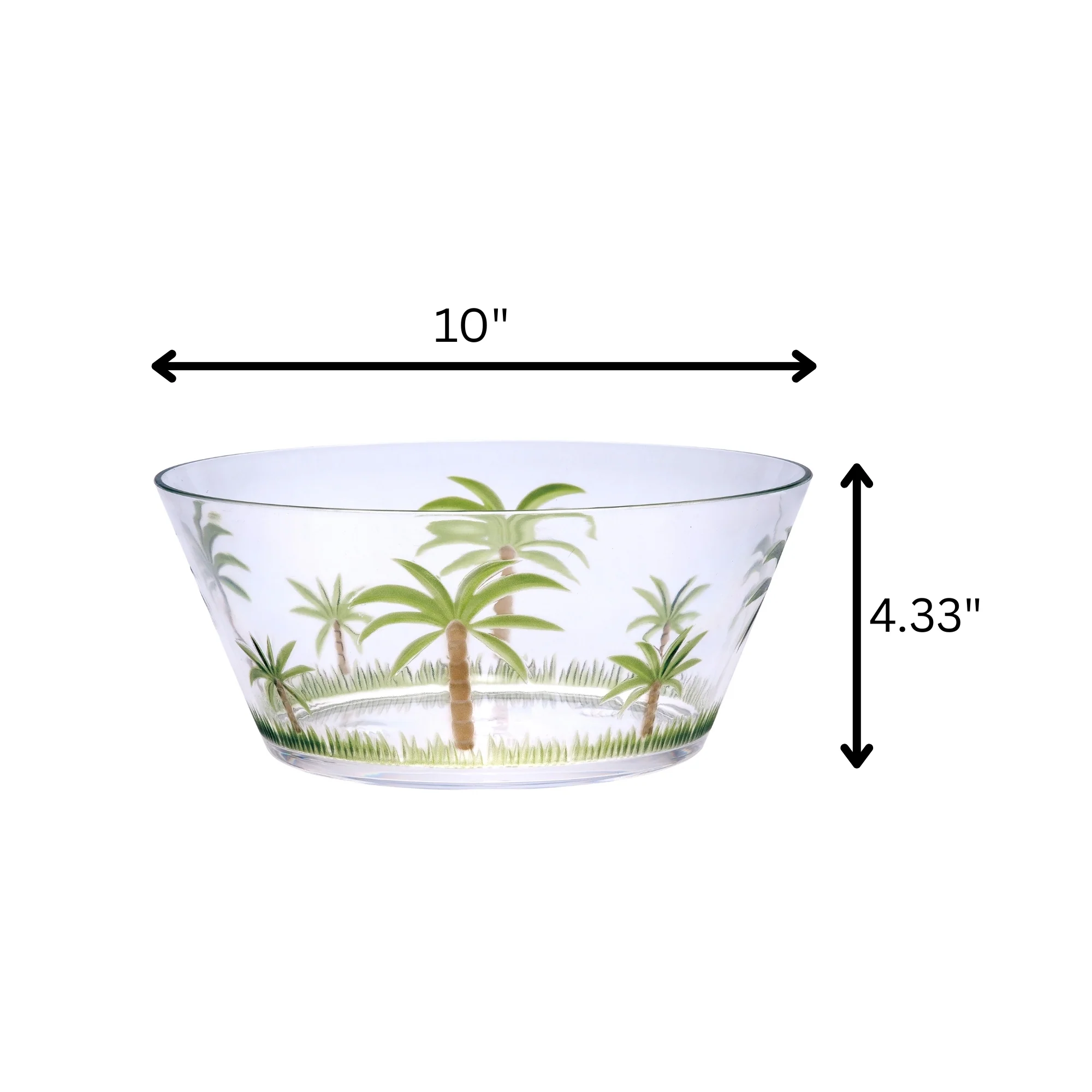 Palm Tree Acrylic Serving Bowls, Unbreakable Large Plastic Bowls, Clear, BPA Free, 10-Inch Diameter - Image 3