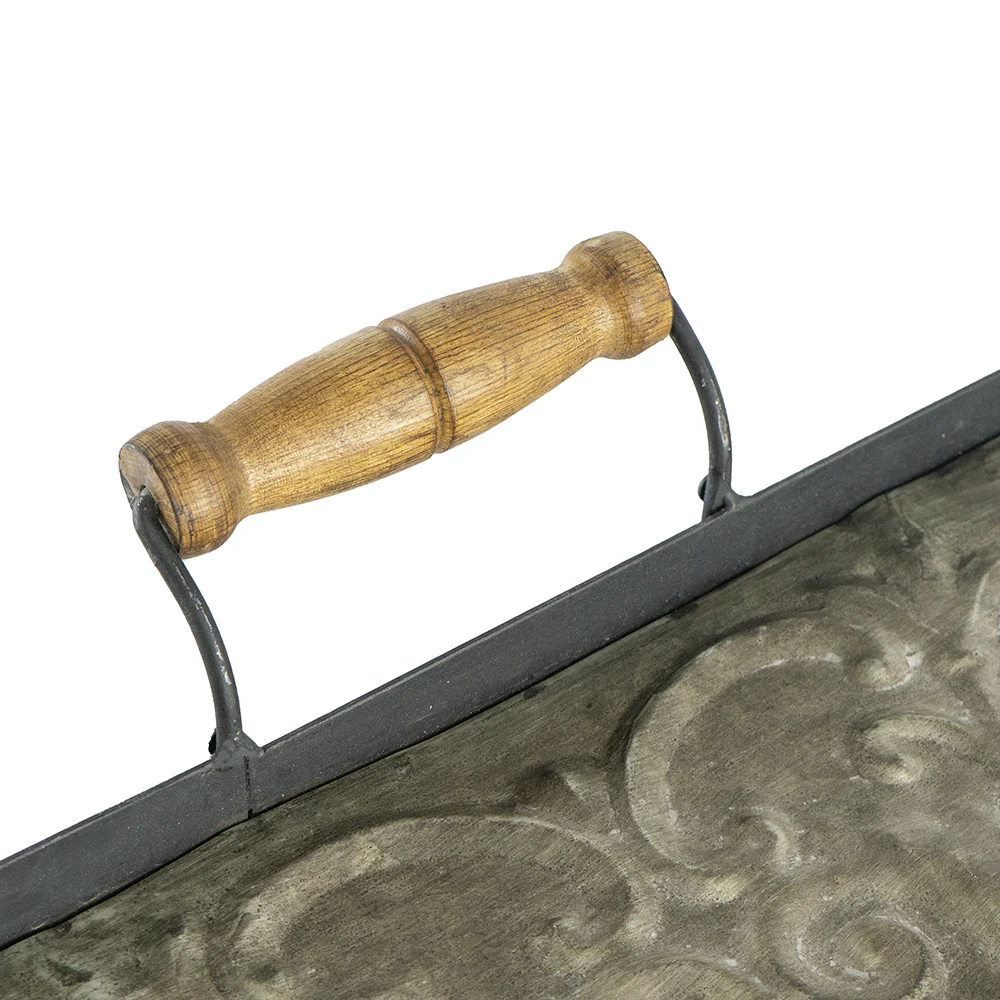 Fabius Embossed Iron Tray with Handle - Image 5