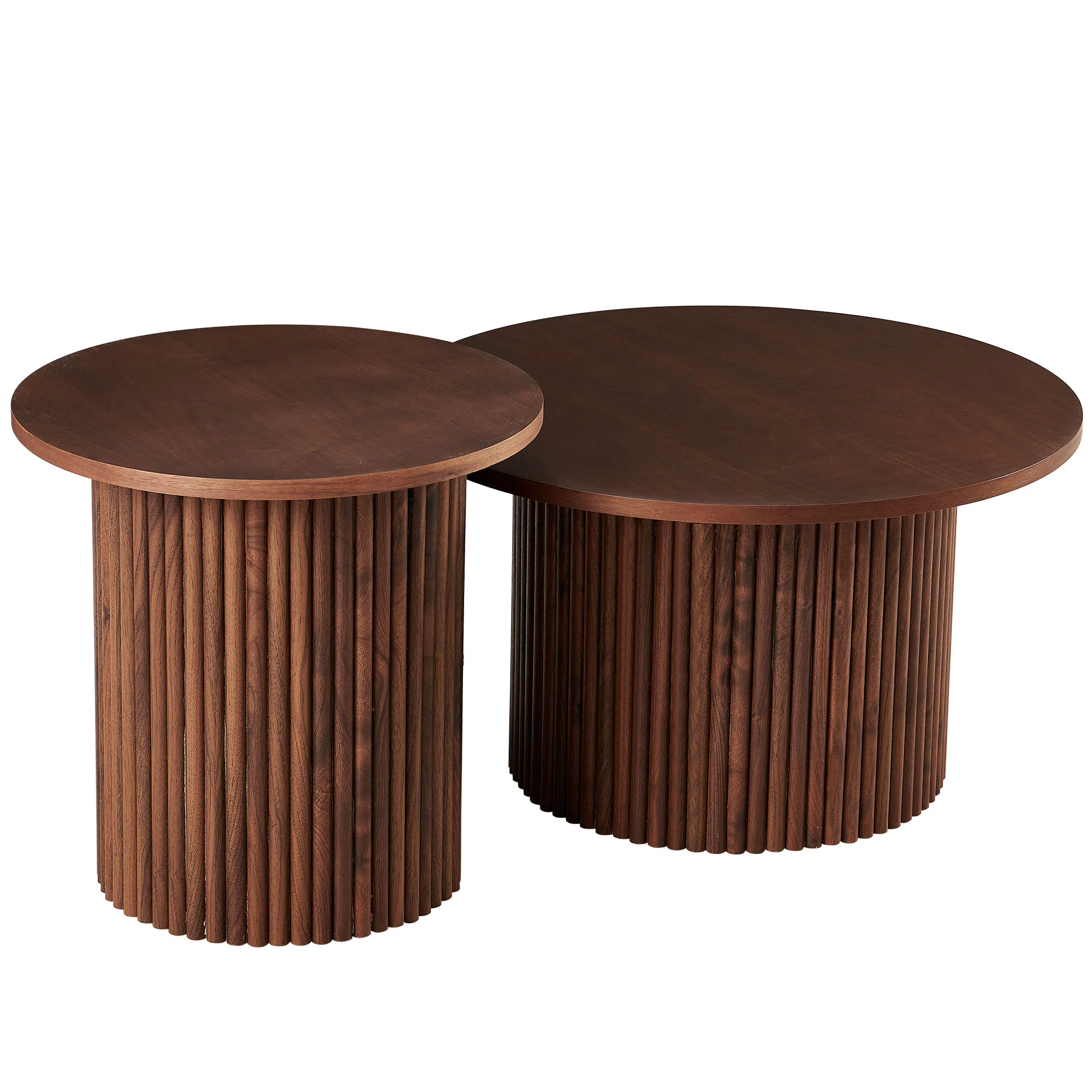 Fantasia Round Coffee Table Set with Column Design, Set of 2 - Image 2