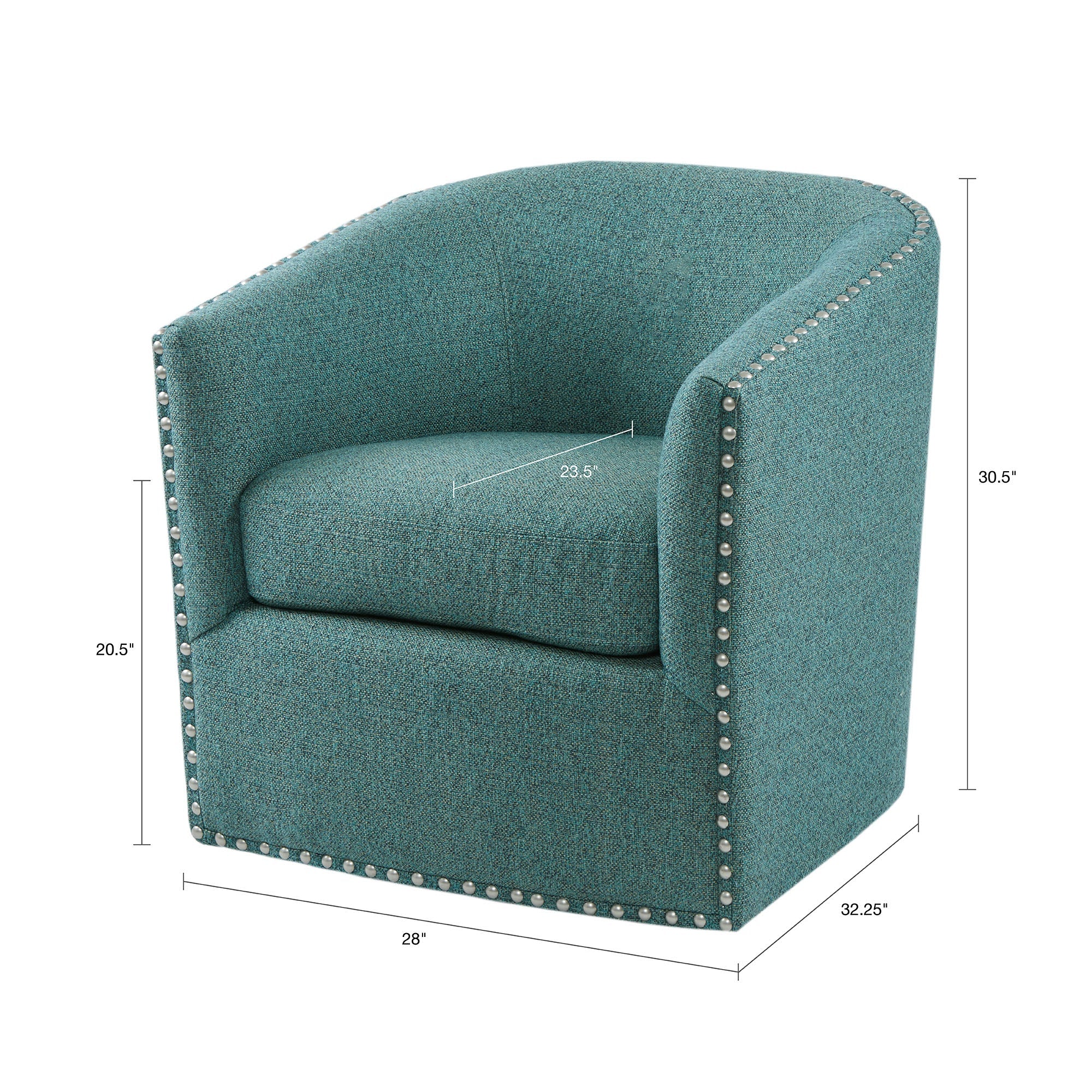 Fantasyy Upholstered Swivel Chair with Nailhead Trim and Curved Design - Image 35