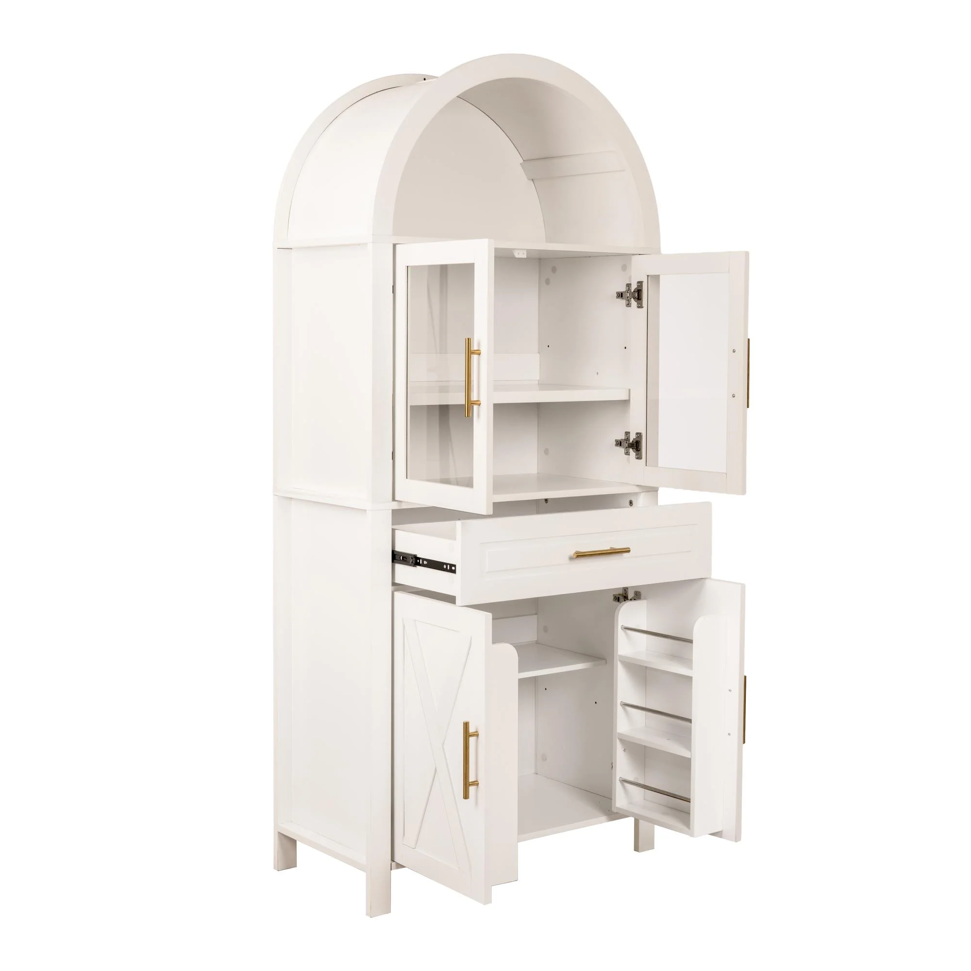 Farmhouse Arched Strage Cabinet with Glass Doors - Image 41