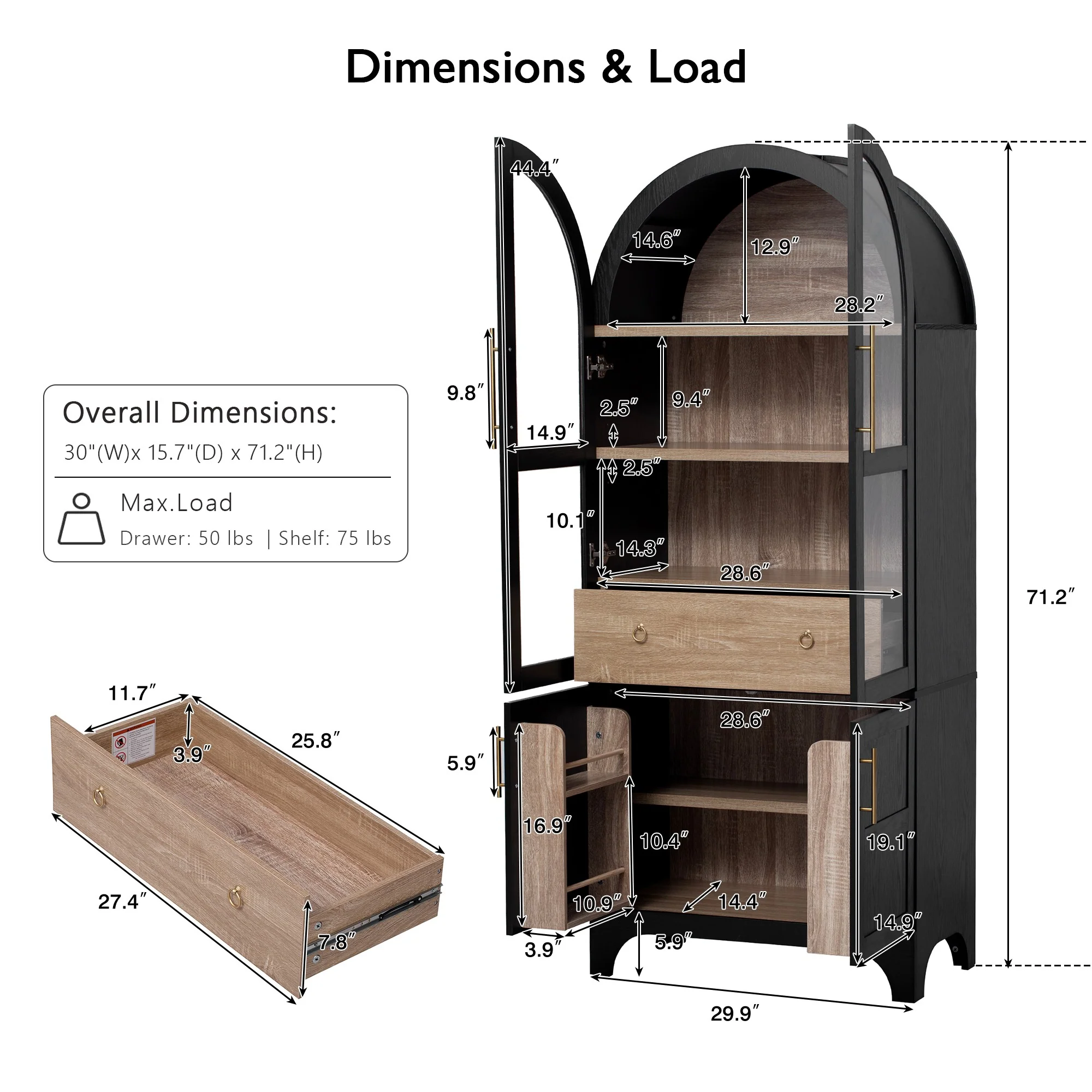 Farmhouse Kitchen Storage Cabinet with Open & Adjustable Shelves - Image 12