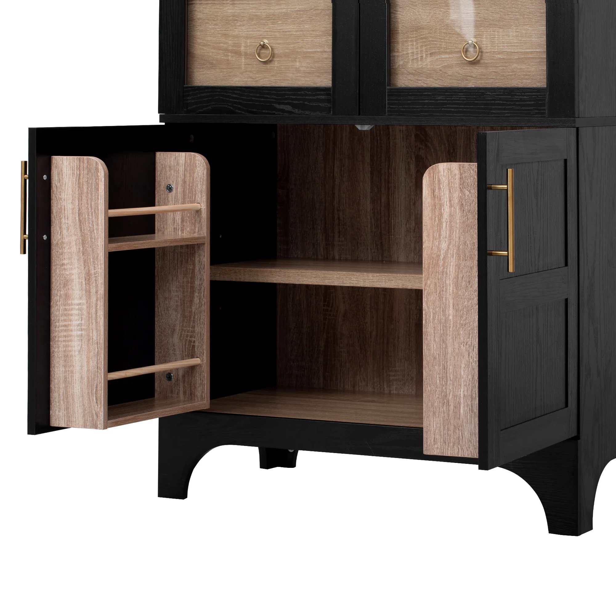 Farmhouse Kitchen Storage Cabinet with Open & Adjustable Shelves - Image 20