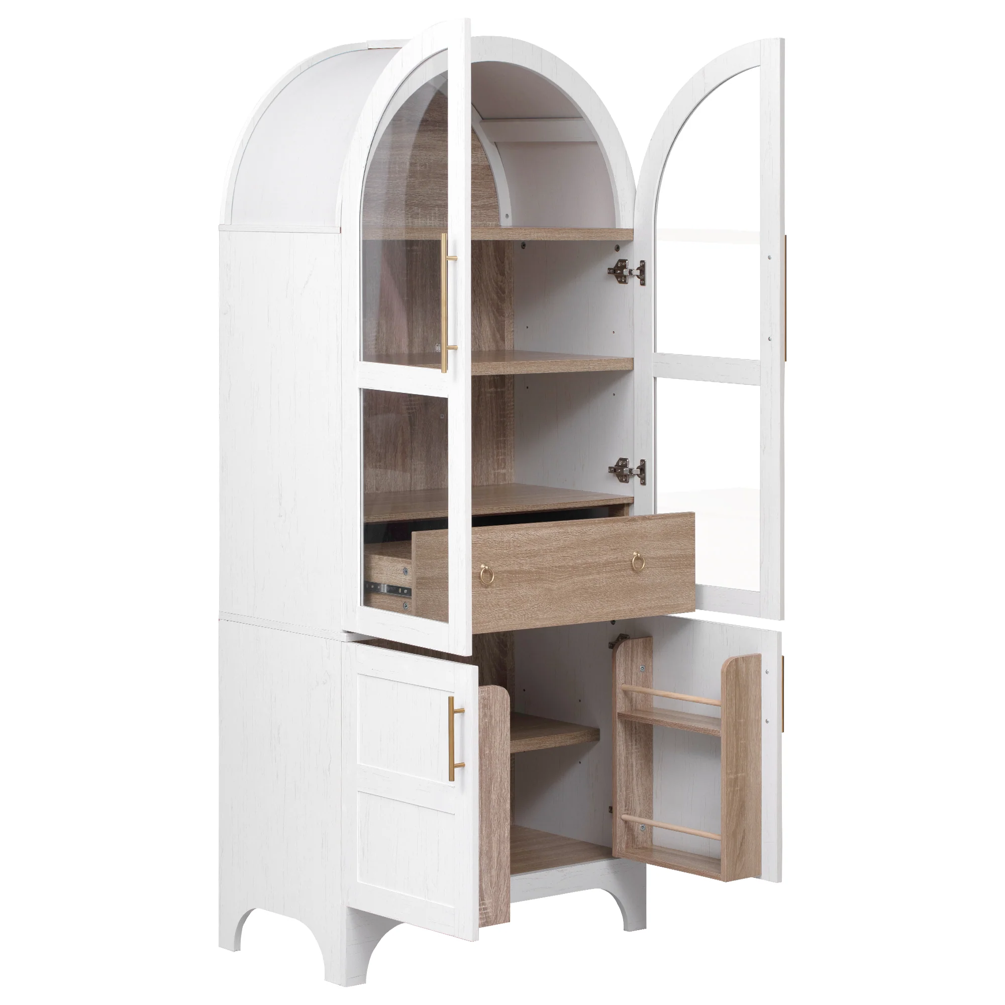 Farmhouse Kitchen Storage Cabinet with Open & Adjustable Shelves - Image 42