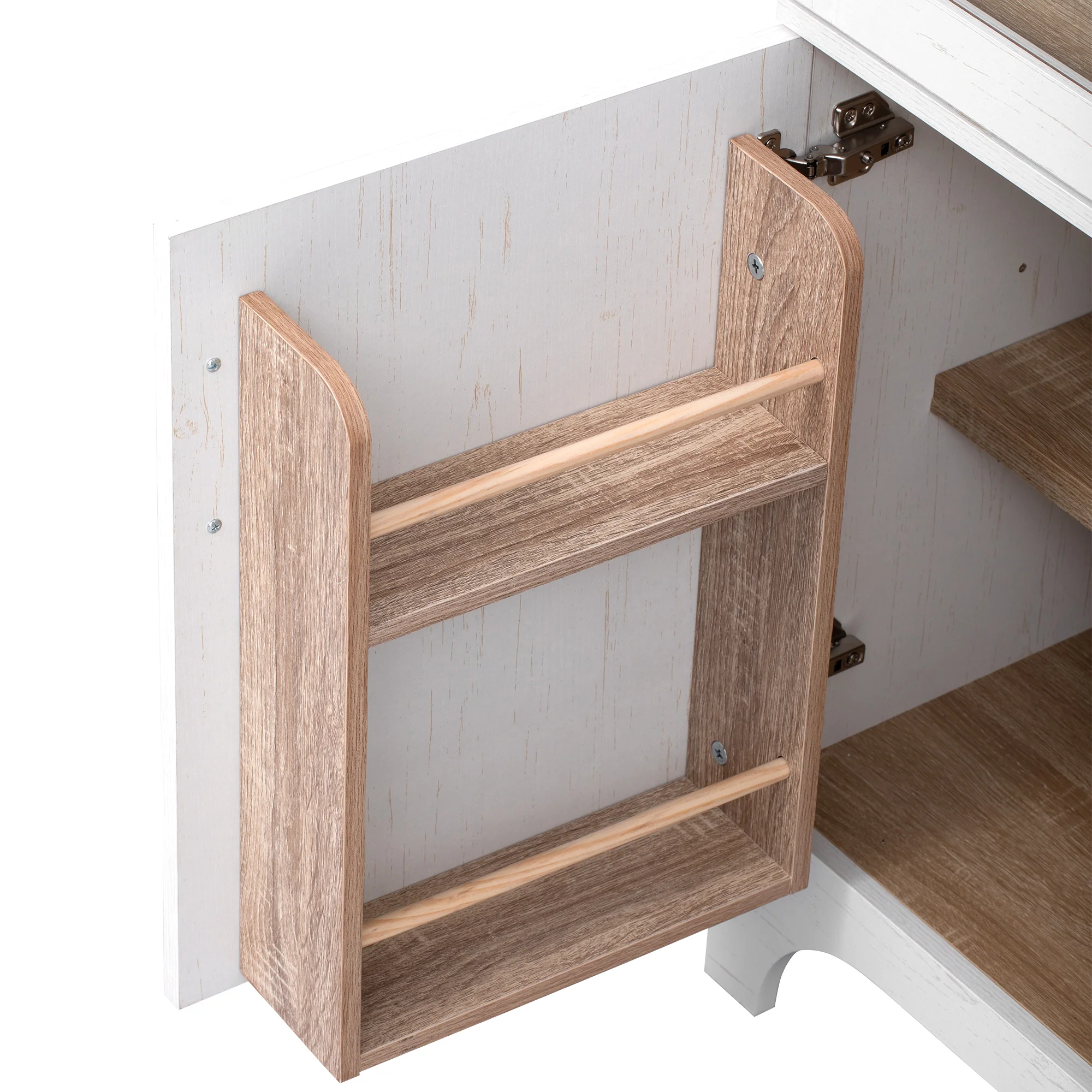 Farmhouse Kitchen Storage Cabinet with Open & Adjustable Shelves - Image 46