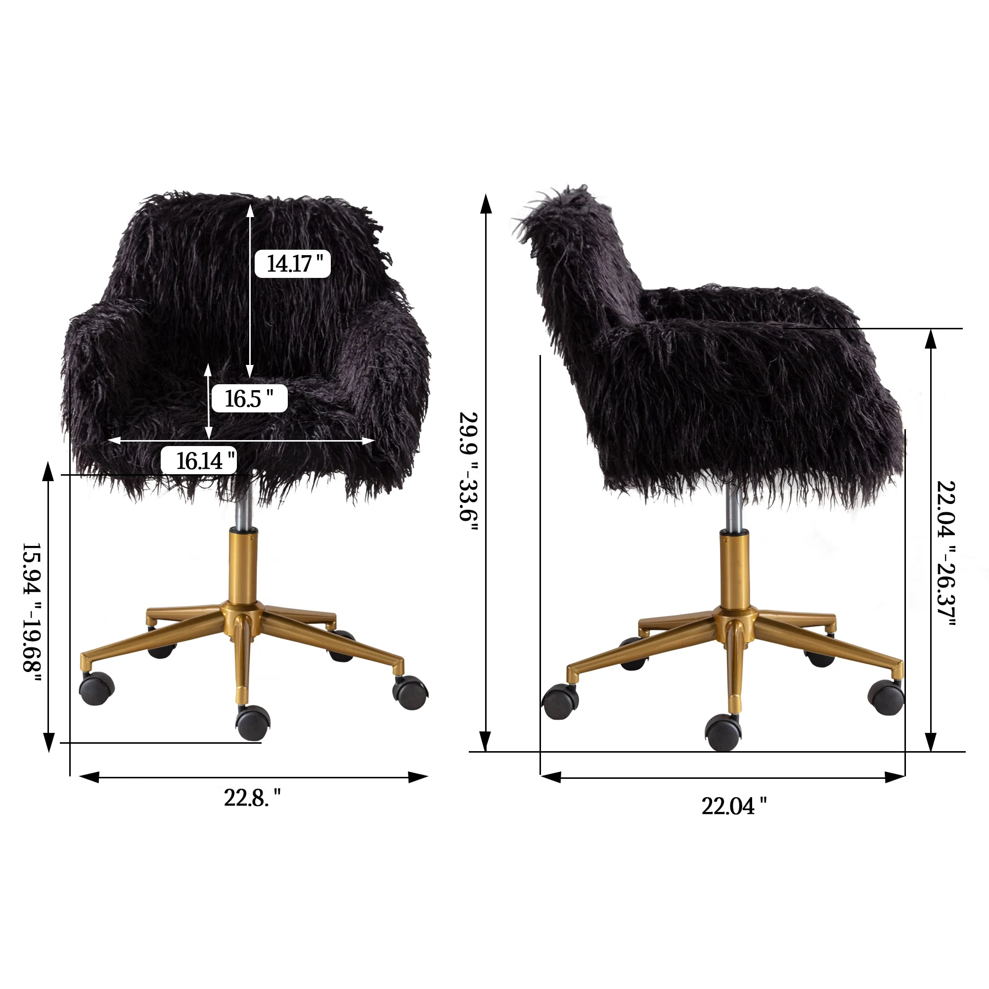 Faux Fur Office Chair with Gold Base - Image 14