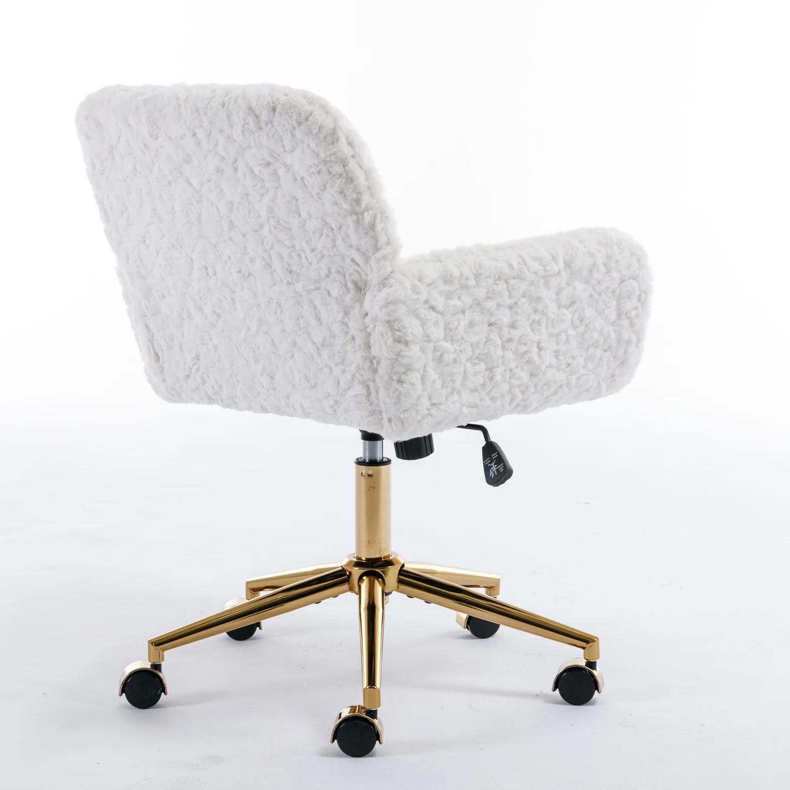Faux Rabbit Hair Office Chair with Golden Metal Base, Adjustable Swivel - Image 19