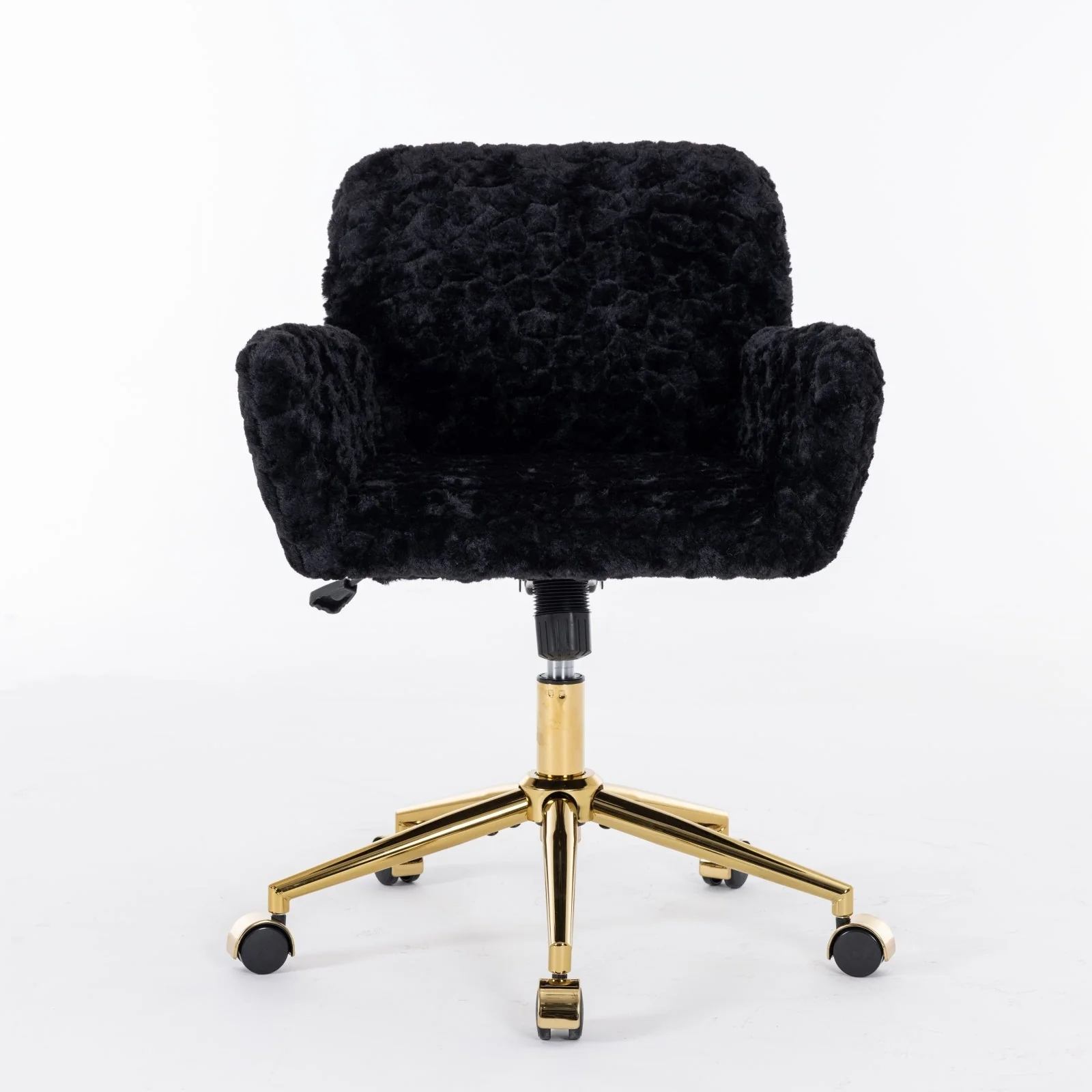 Faux Rabbit Hair Office Chair with Golden Metal Base, Adjustable Swivel - Image 31